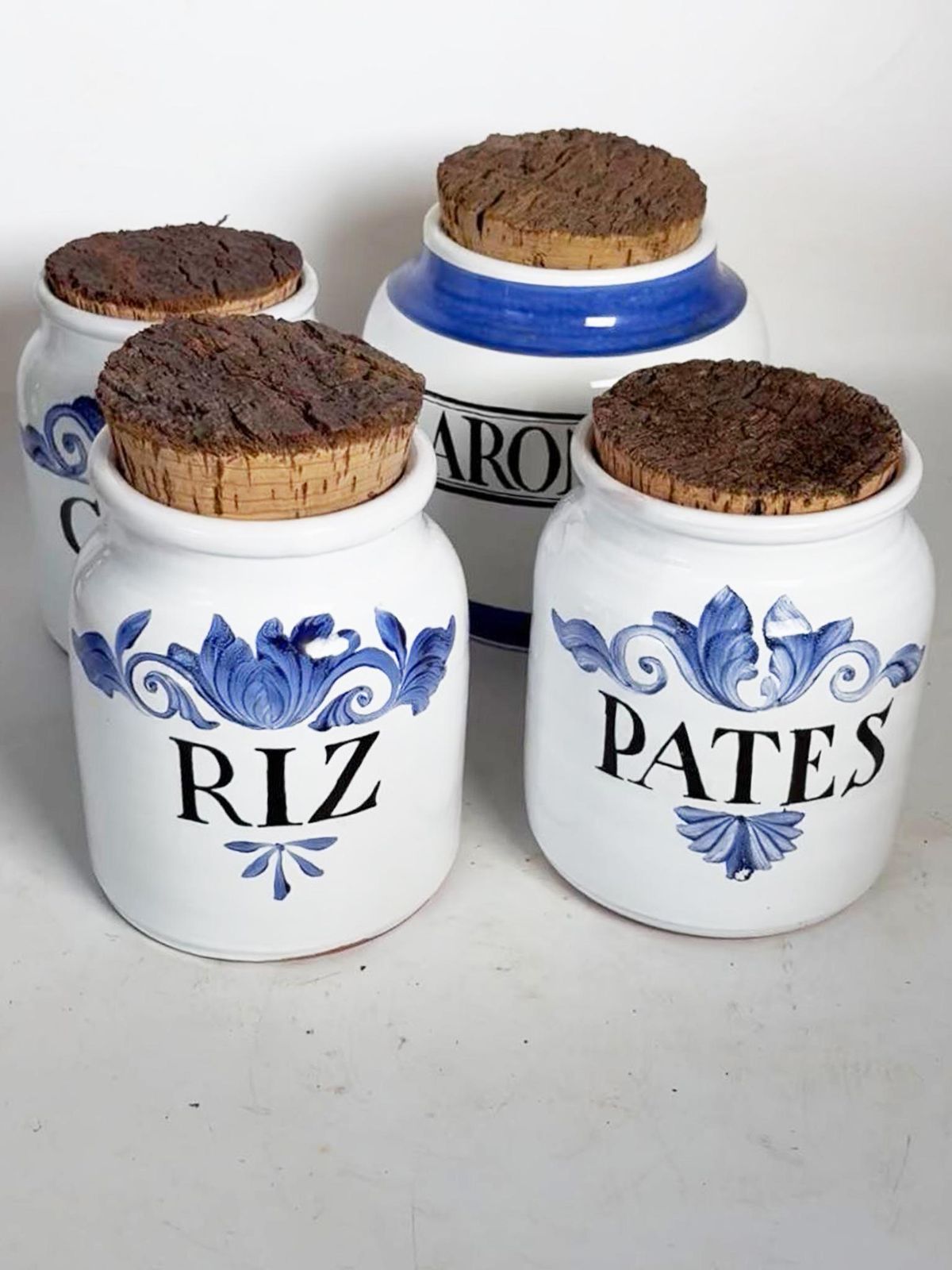 Set Of 4 Storage Jars With Cork Stoppers, Biot, France, 1960 photo for sale