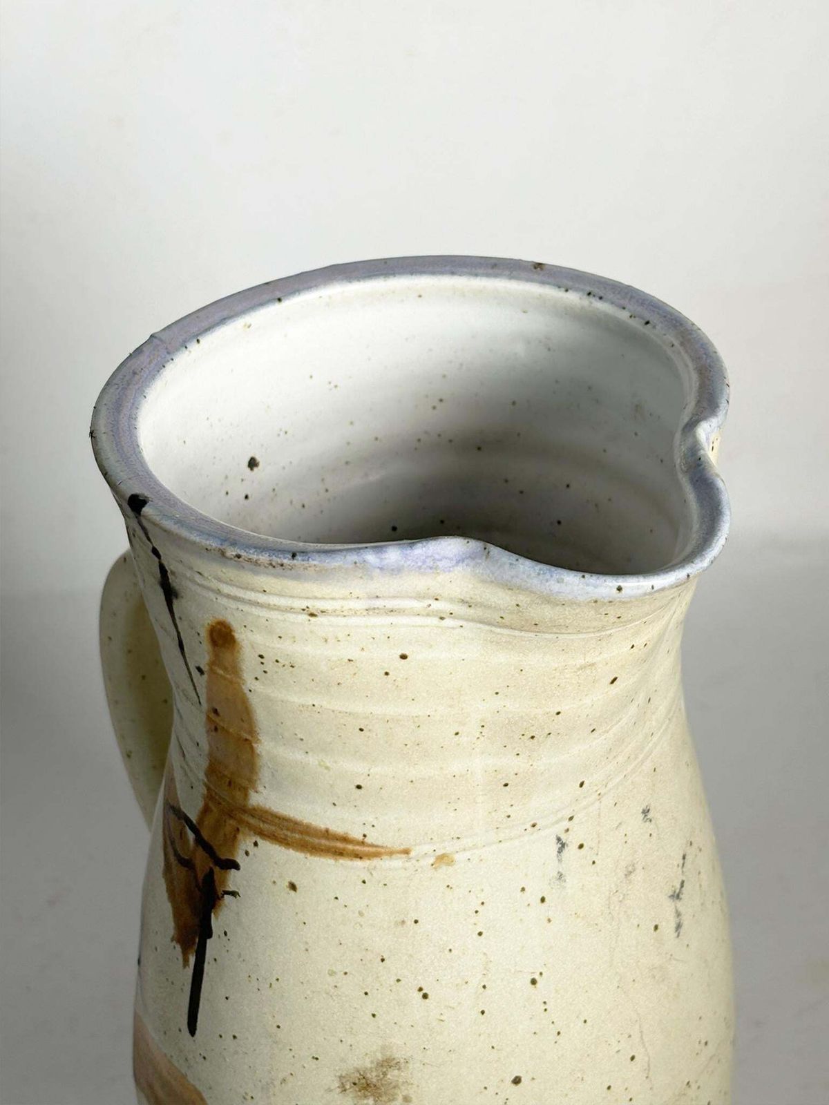 French 1960 White And Brown Vase, France, 1950 photo vinterior
