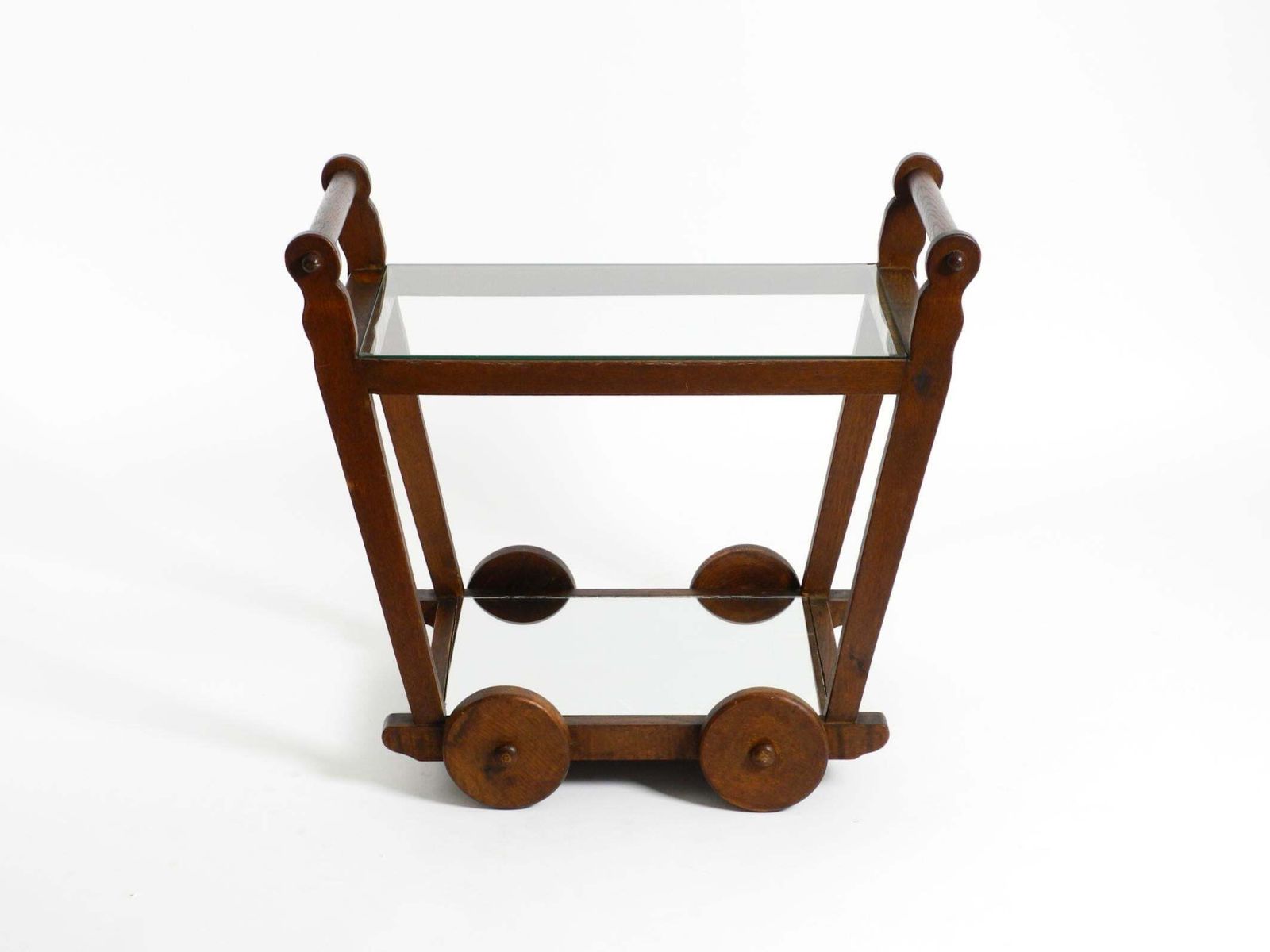 Beautiful, Unique 1930s Tea Trolley Bar Cart Made Of Solid Oak Wood photo furniture