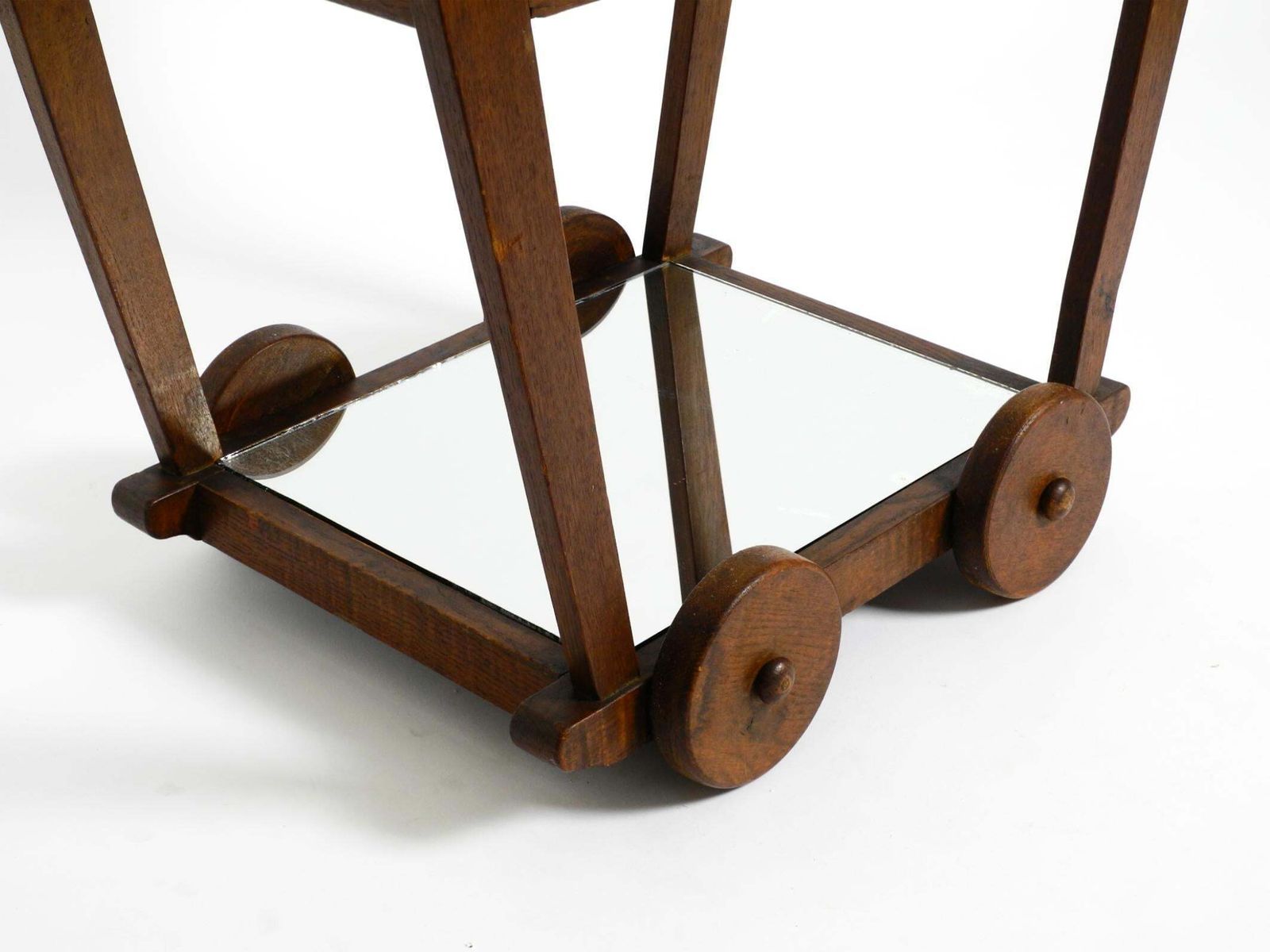 Home Decor Beautiful, Unique 1930s Tea Trolley Bar Cart Made Of Solid Oak Wood photo