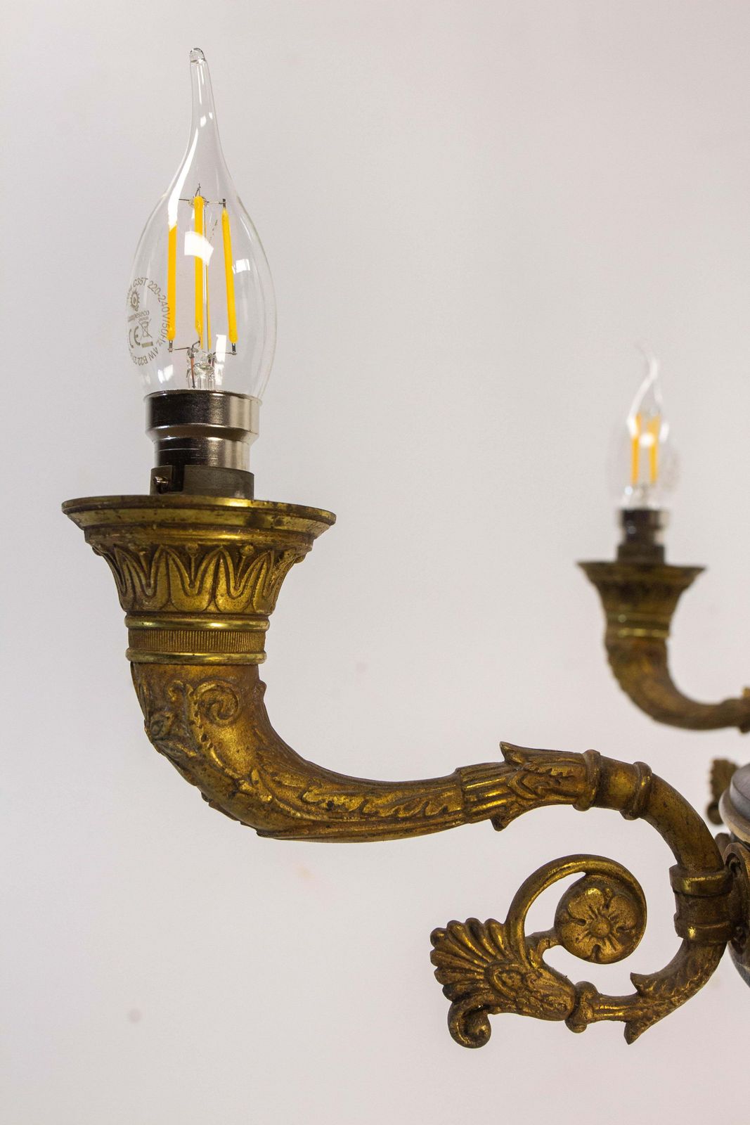 photo vinterior French Chandelier Ceiling Pendant Lustre Bronze & Glass Empire Style Circa 1890