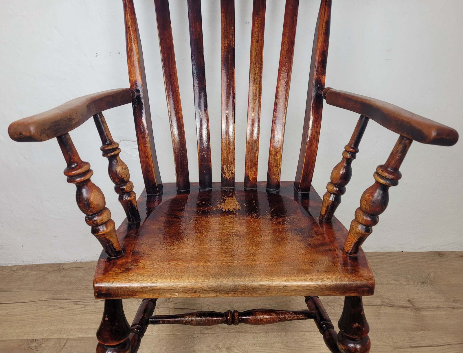 Victorian Kitchen Armchair 19thc Slatback Farmhouse photo vintage