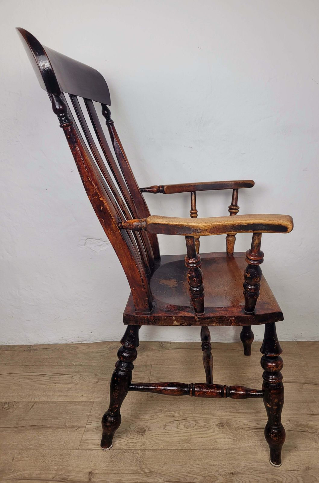 290.0 Victorian Kitchen Armchair 19thc Slatback Farmhouse photo
