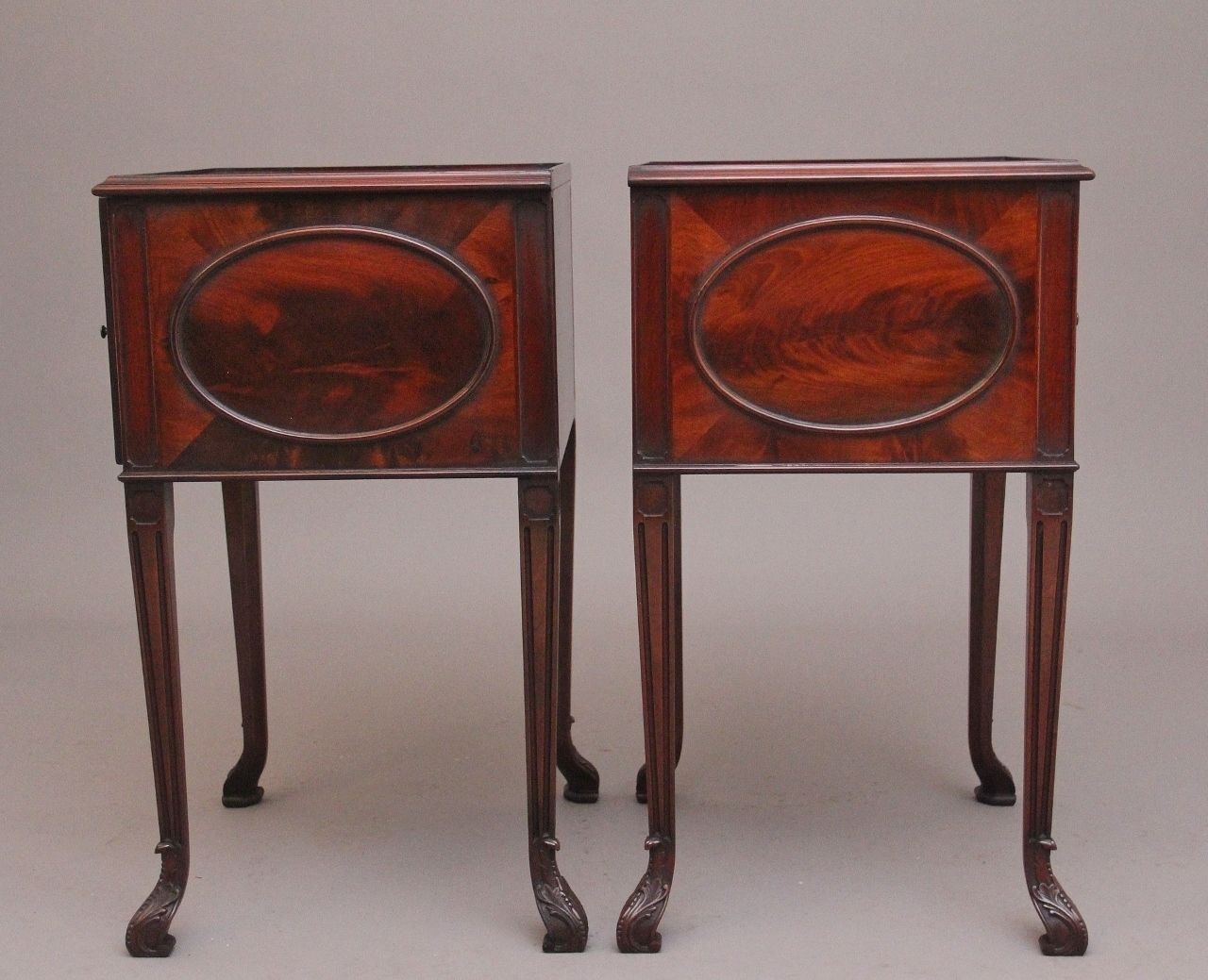 photo furniture Pair Mid 20th Century Flame Mahogany Bedside Cabinets