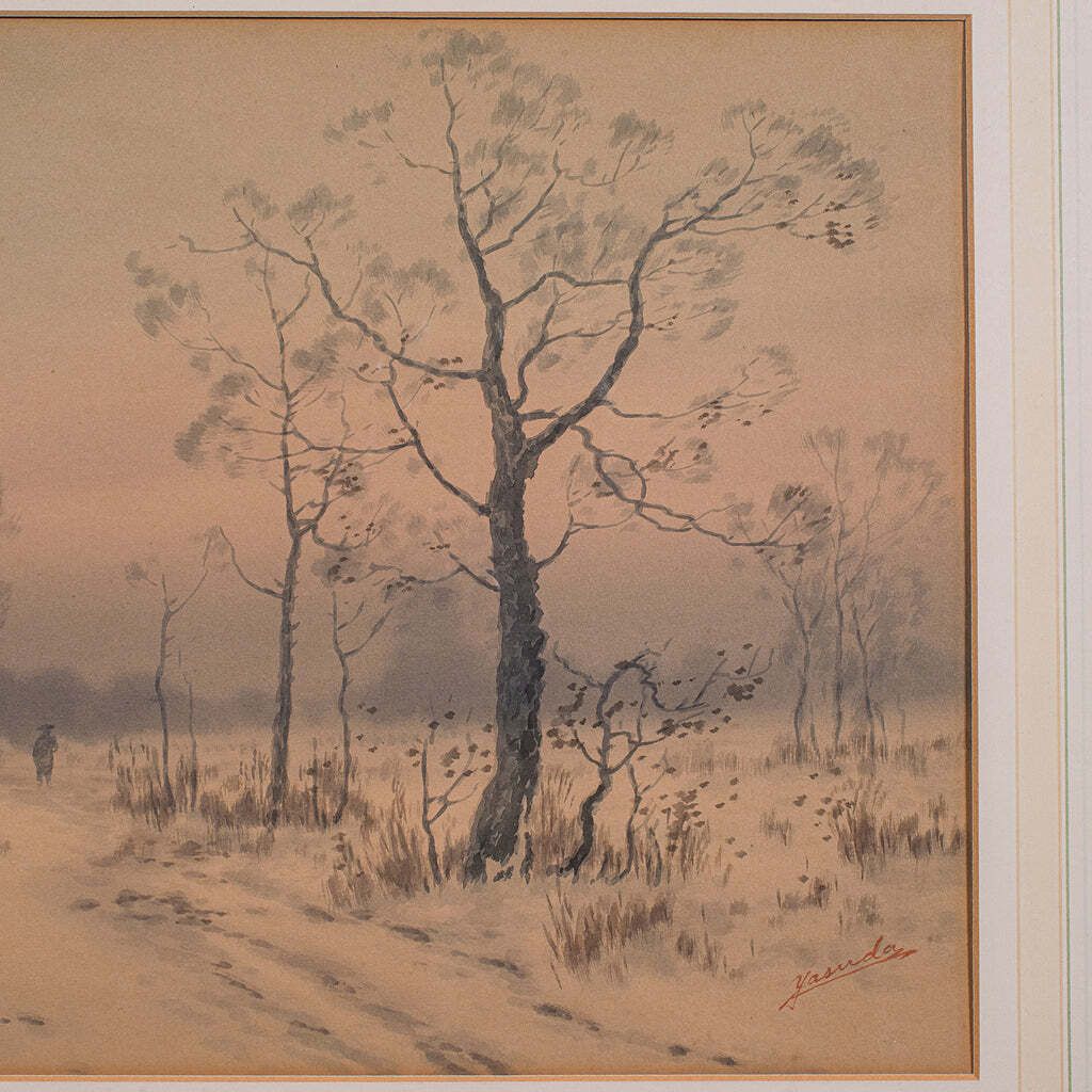 photo for sale Pair Of Vintage Landscape Paintings, Oriental, Watercolour, Art, Mid Century
