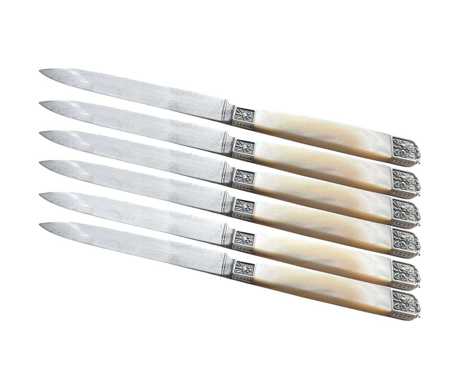 Paris Mother Of Pearl Knifes | 6pcs | Silver Plate By Cardeilhac photo buy