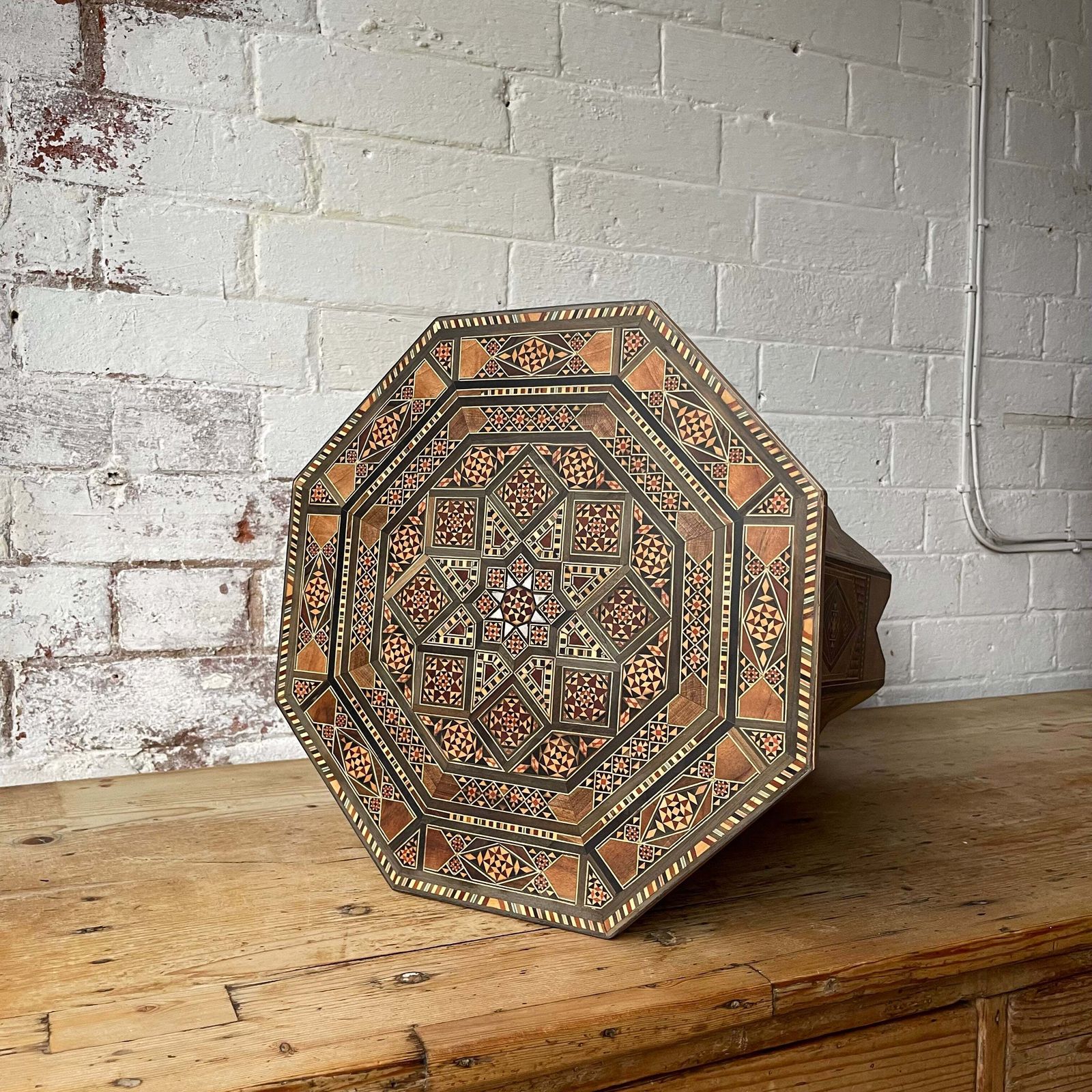 Moroccan Inlaid Marquetry Table   Large #1932 photo for sale