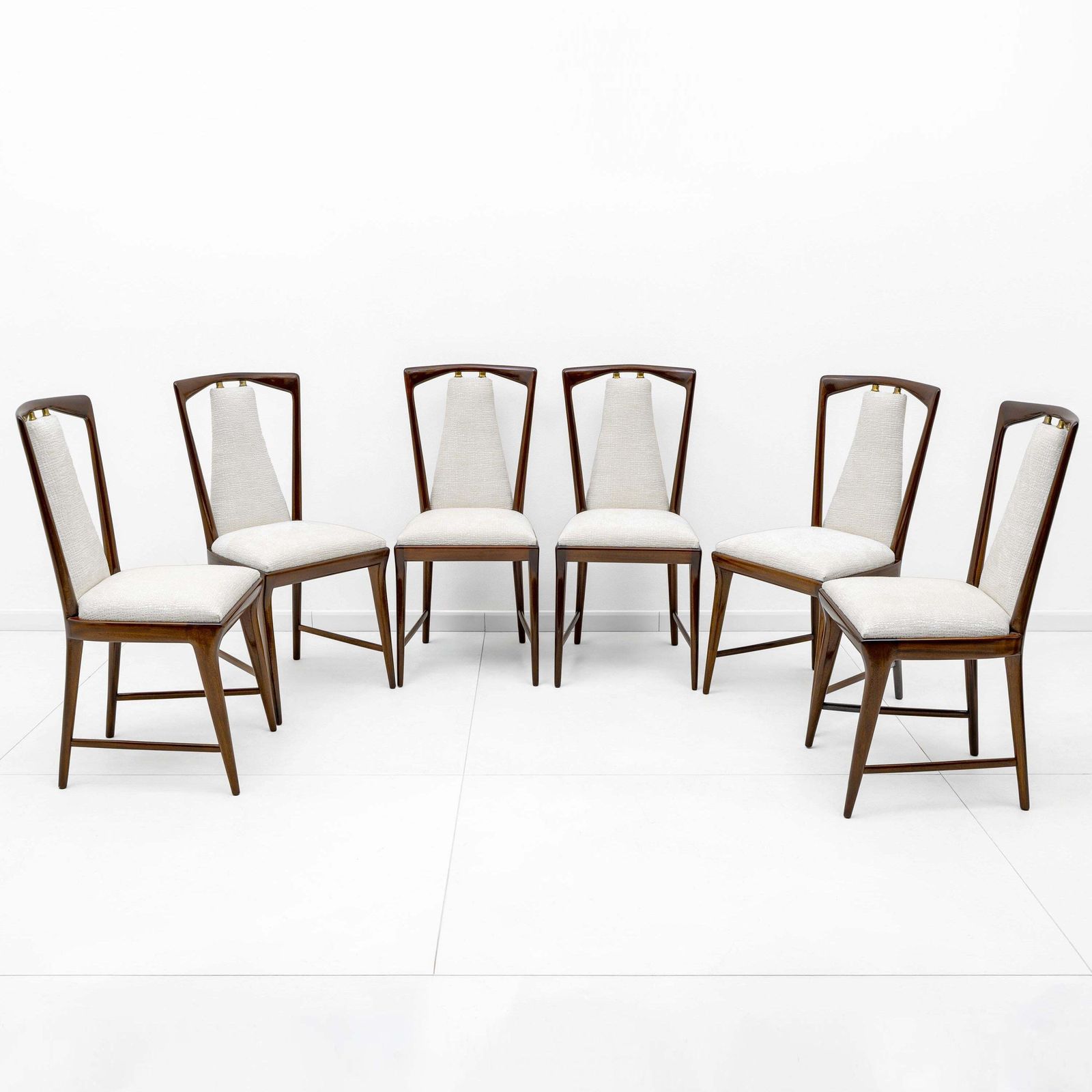 Set Of 6 Osvaldo Borsani Mid Century Modern Italian Bouclè Dining Chairs, 50s photo furniture