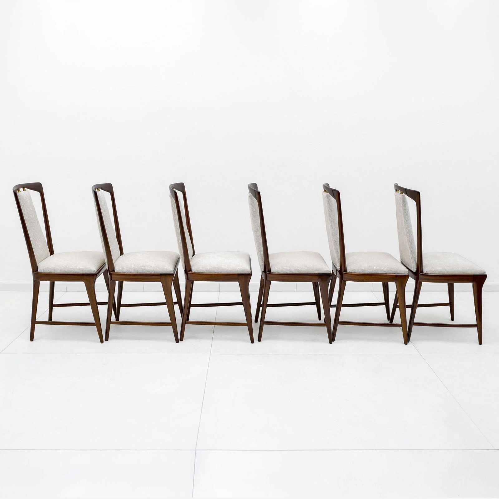 Set Of 6 Osvaldo Borsani Mid Century Modern Italian Bouclè Dining Chairs, 50s photo for sale