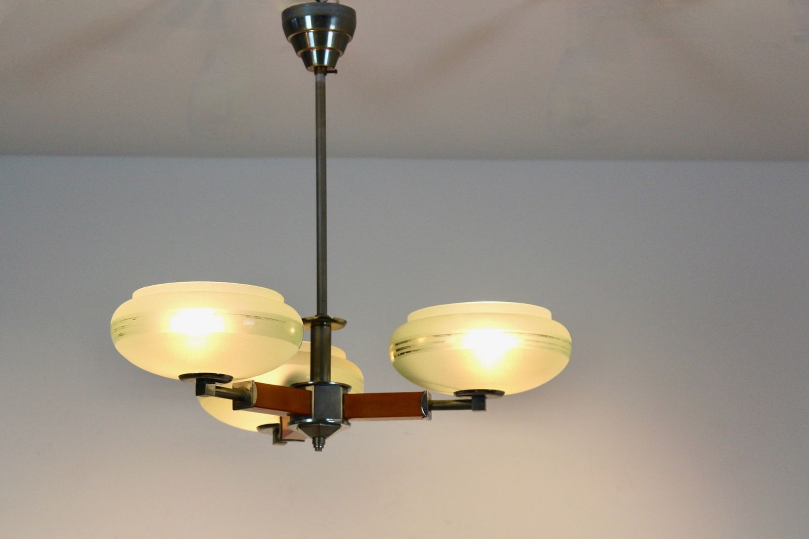 Czechoslovak Functionalist Art Deco Chandelier, Circa 1930–1935 photo furniture