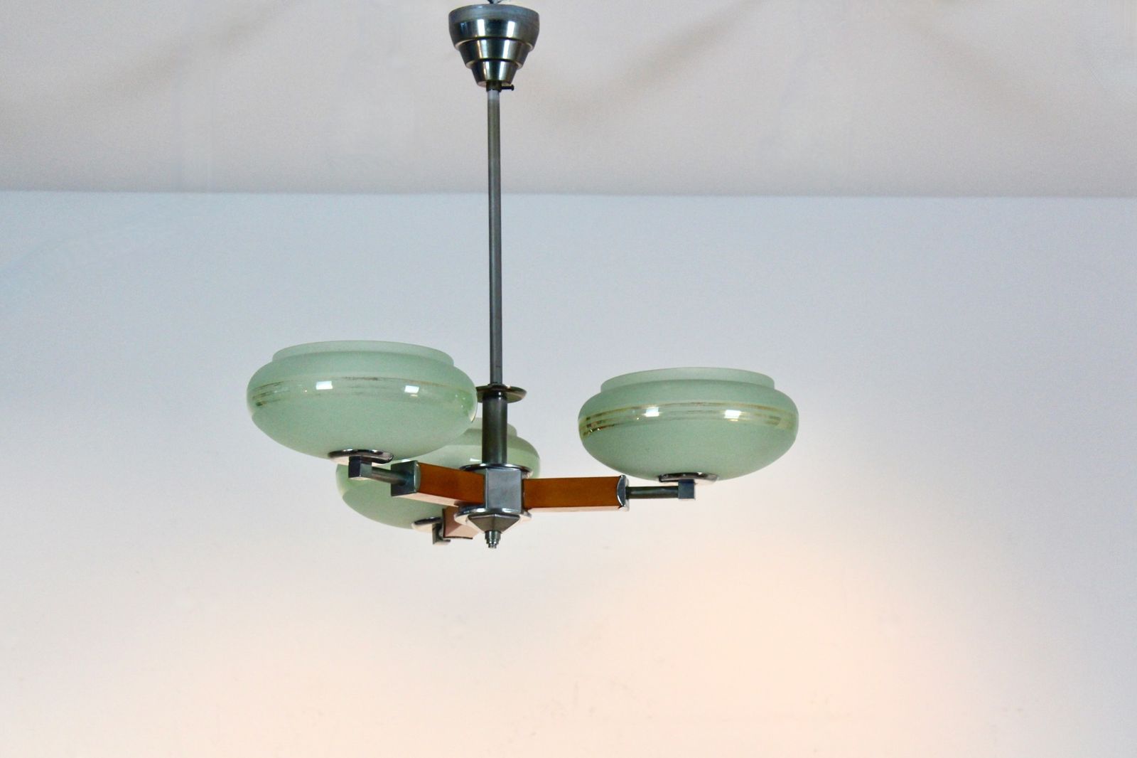 Czechoslovak Functionalist Art Deco Chandelier, Circa 1930–1935 photo for sale