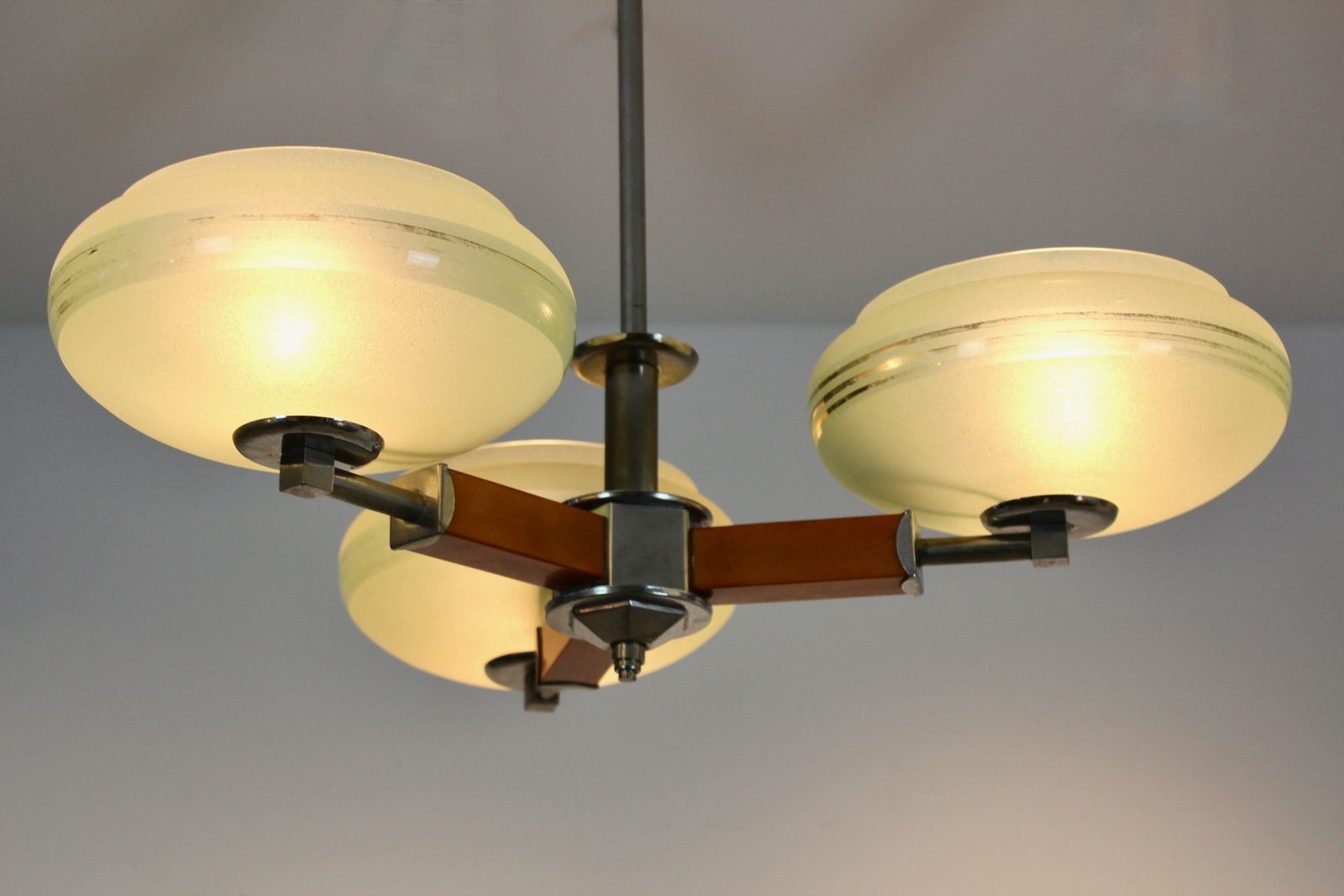 2972.0 Czechoslovak Functionalist Art Deco Chandelier, Circa 1930–1935 photo