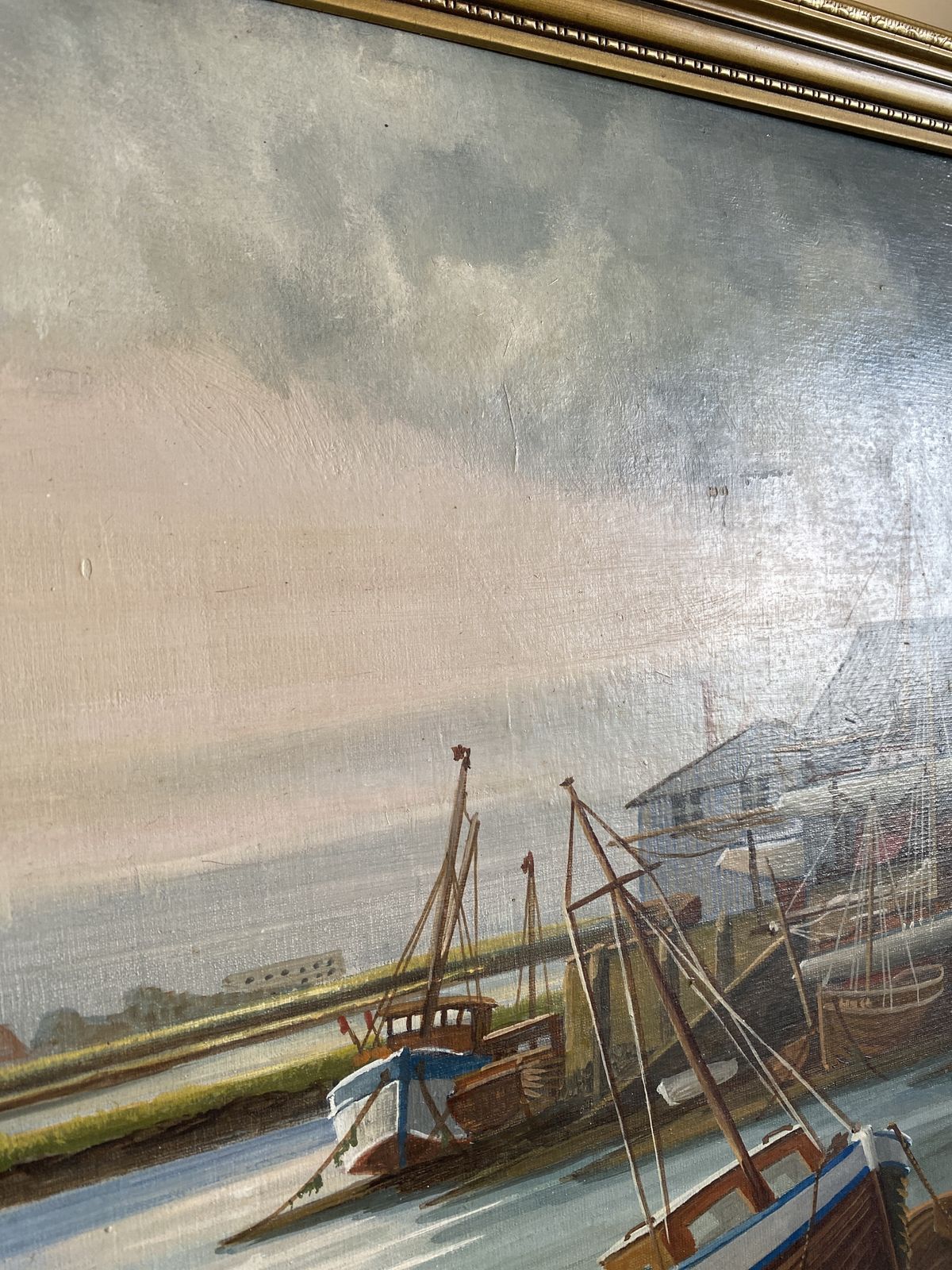 Suffolk Harbour Sailing Boats   Original Oil Painting photo vinterior