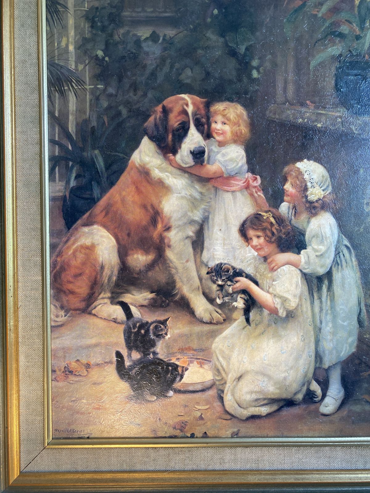 Beautifully Framed Large Print Of The Famous “Nevermind” By Arthur J Elsley. 1860 1952  Framed By The Minerva Gallery. photo furniture