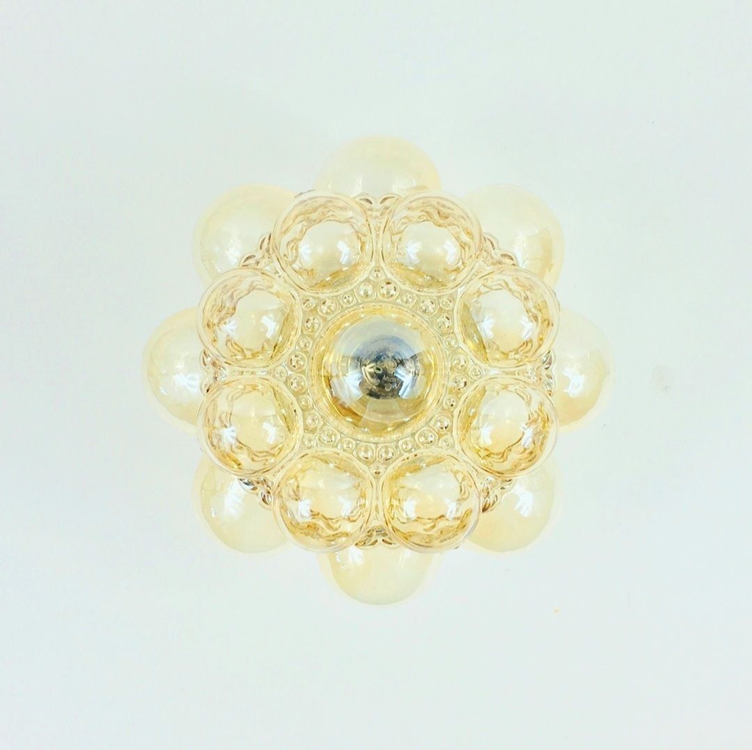 Paar Mid Century Amber Bubbelglas Plafondlampen Van Helena Tynell Voor Limburg, Duitsland, Jaren 1970 photo for sale