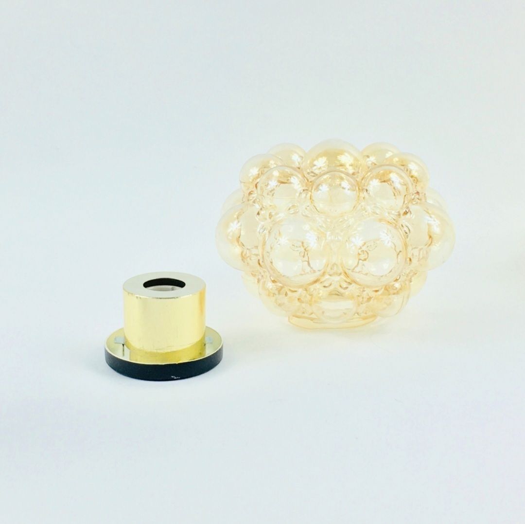 Pair Of Mid Century Amber Bubble Glass Ceiling Lights By Helena Tynell For Limburg, Germany, 1970s photo vintage