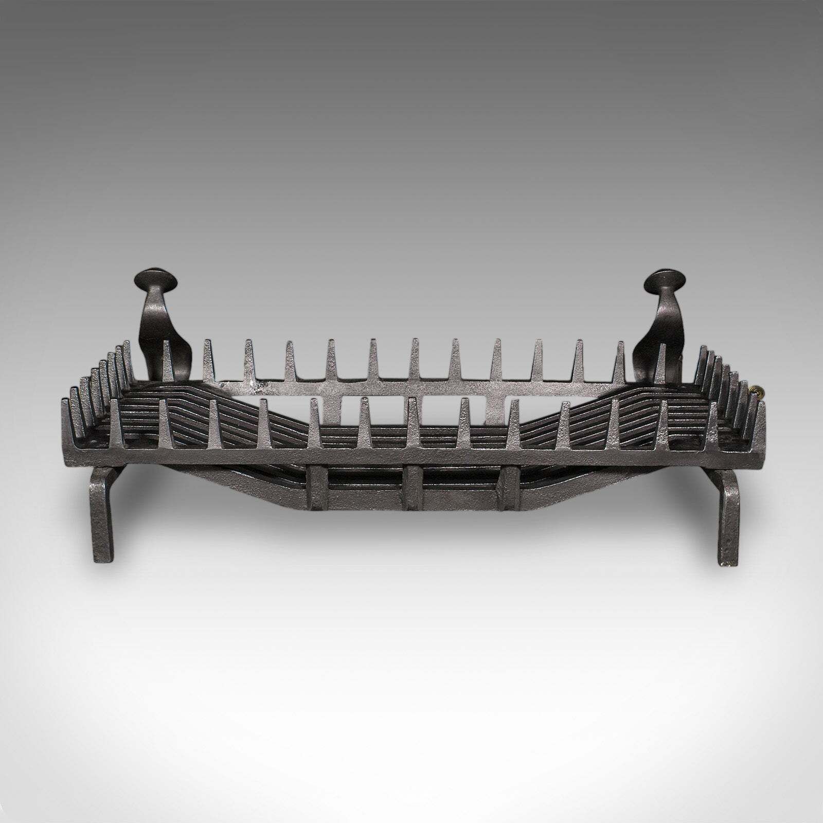 Large Antique Fireplace Set, English, Fire Basket, Andirons, Gothic, Edwardian photo Home Fixtures