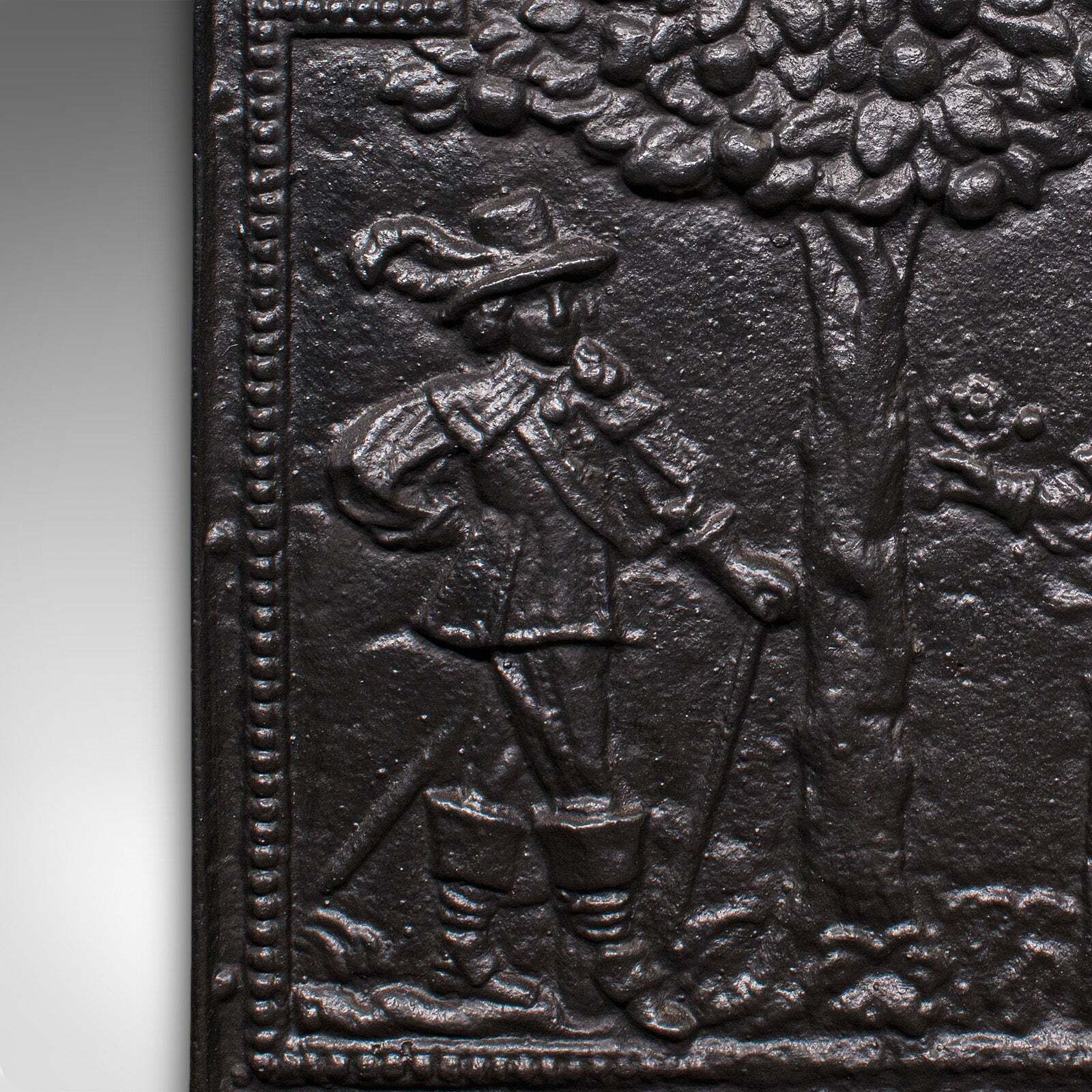 Antique Tree Of Life Fire Back, English Cast Iron Fireplace Reflector, Victorian photo buy