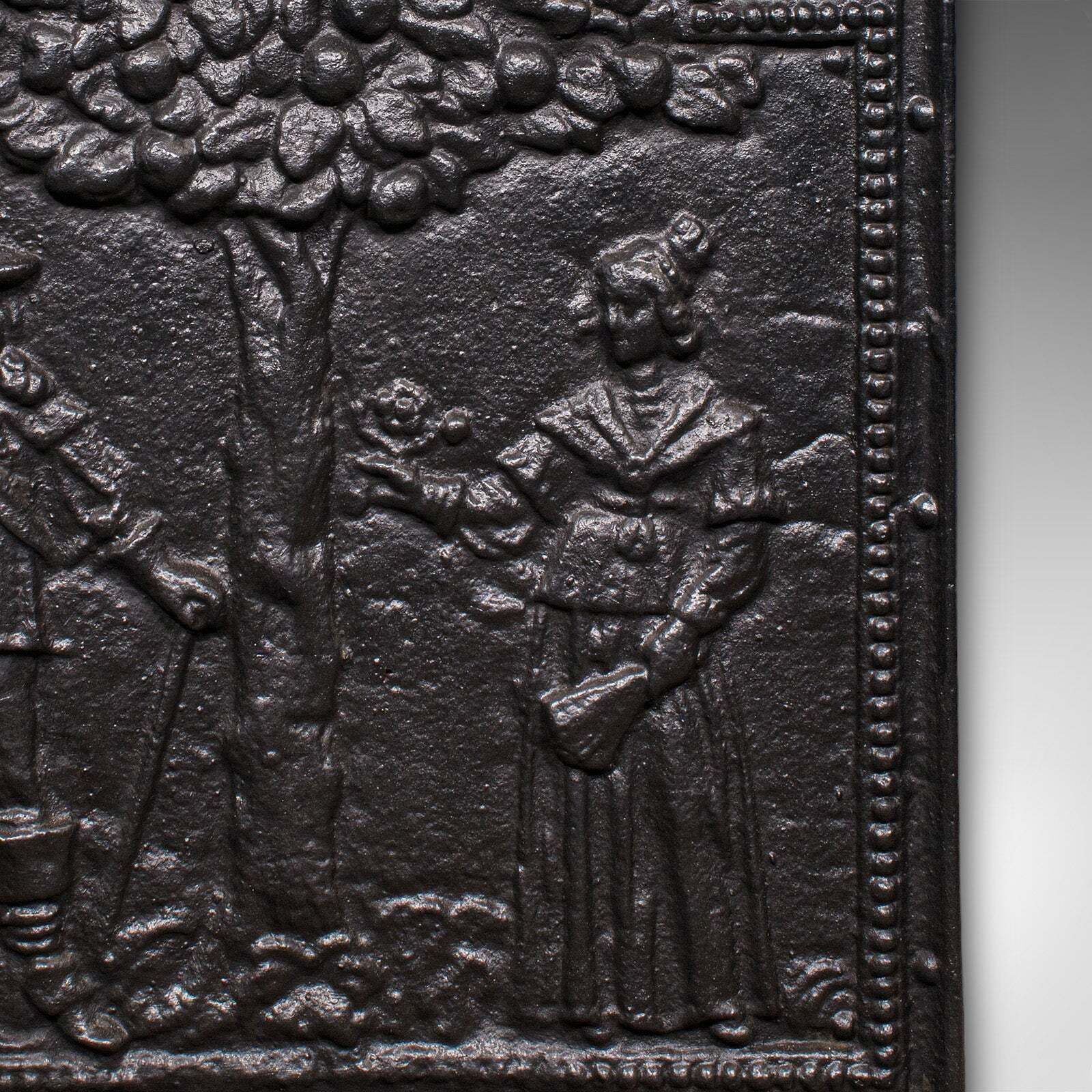 Antique Tree Of Life Fire Back, English Cast Iron Fireplace Reflector, Victorian photo vintage