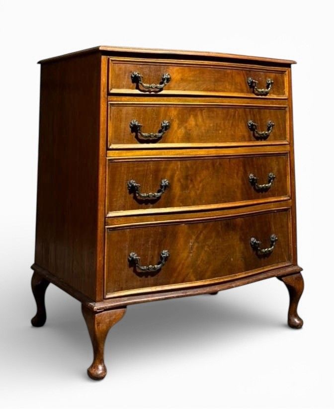 Antique Style Mahogany Chest Of Drawers Cabriole Legs Vintage C1950s