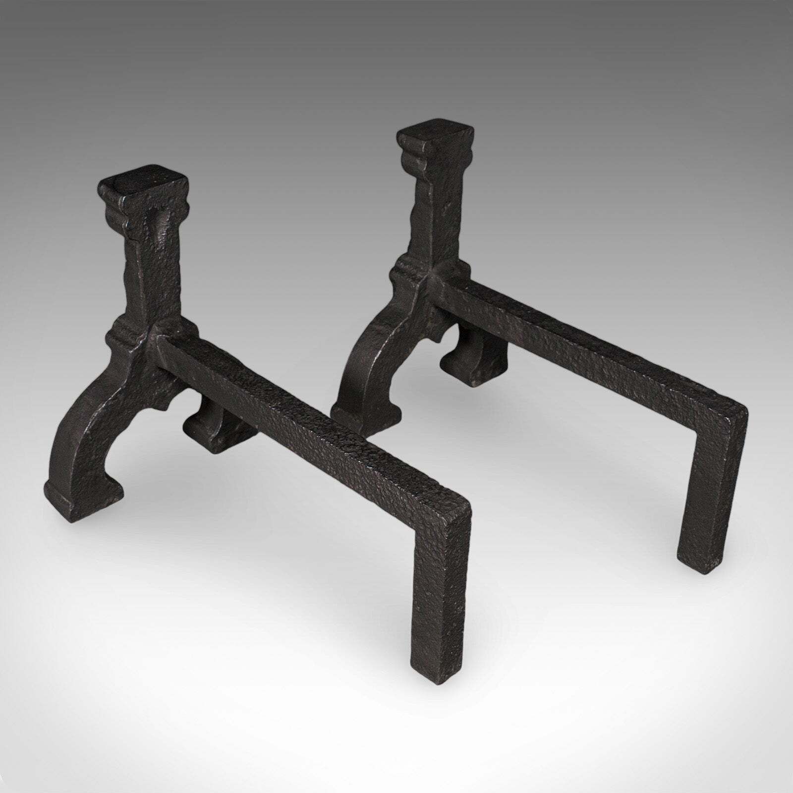 photo furniture Antique Fireplace Hearth Set, English, Fire Basket, Andirons, Victorian, C.1870