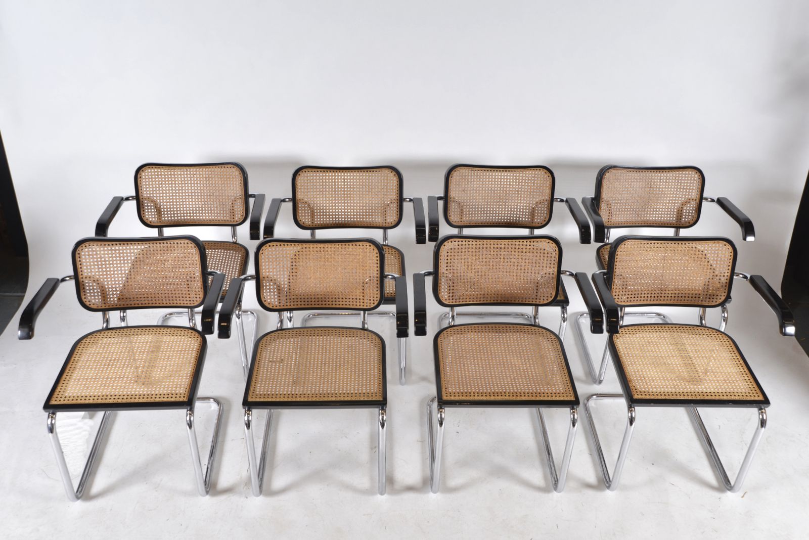 Set Of 8 Marcel Breuer Cesca Dining Chairs Model B64 Italian 1970s photo furniture