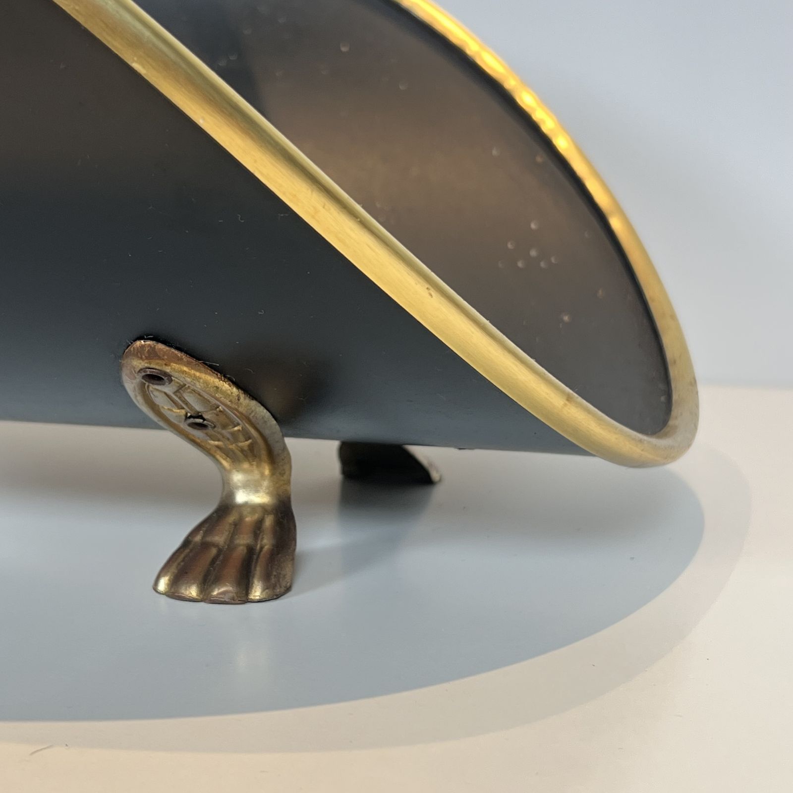 Neoclassical Style Log Holder In Brass And Black Lacquered Brass photo vintage