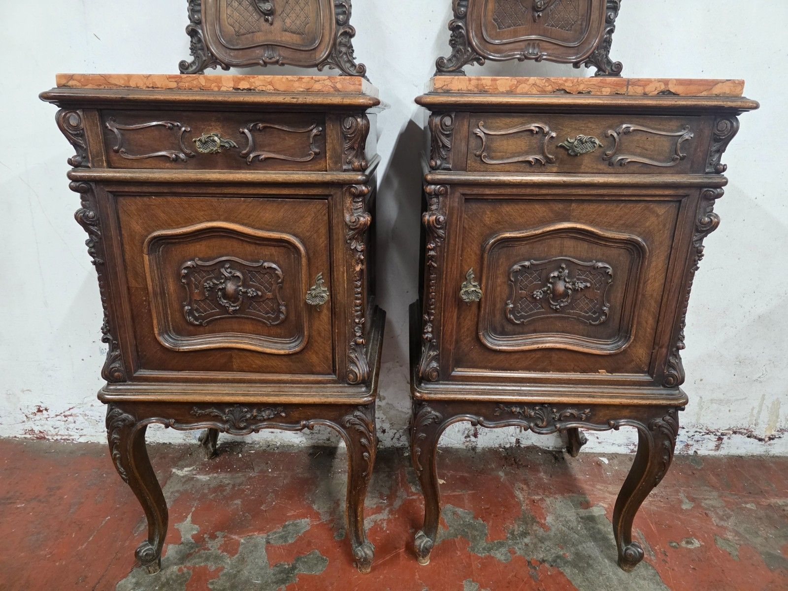 A Pair Of Antique French Marble Top Bedsides Cabinets photo buy