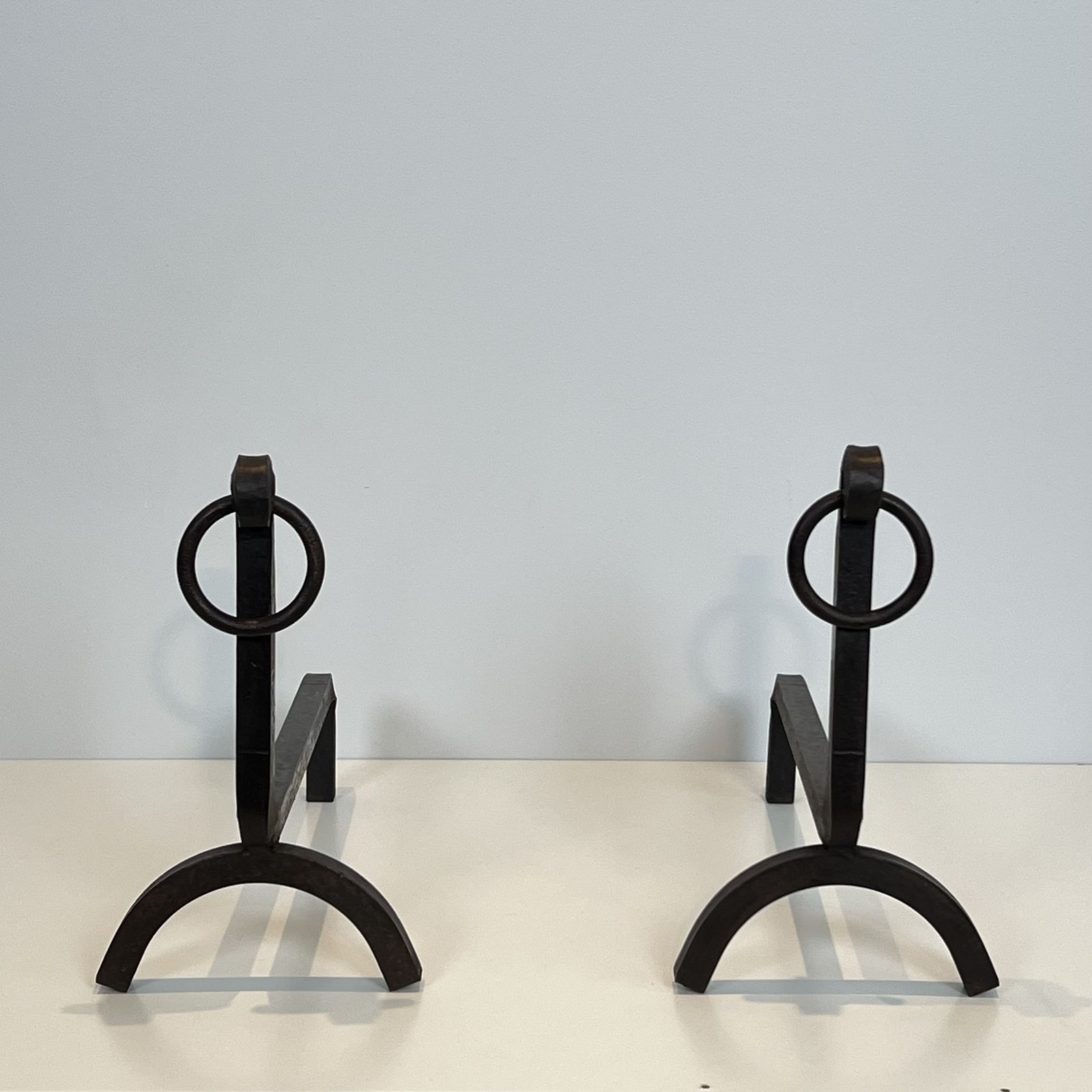 Pair Of Modernist Wrought Iron Andirons photo furniture