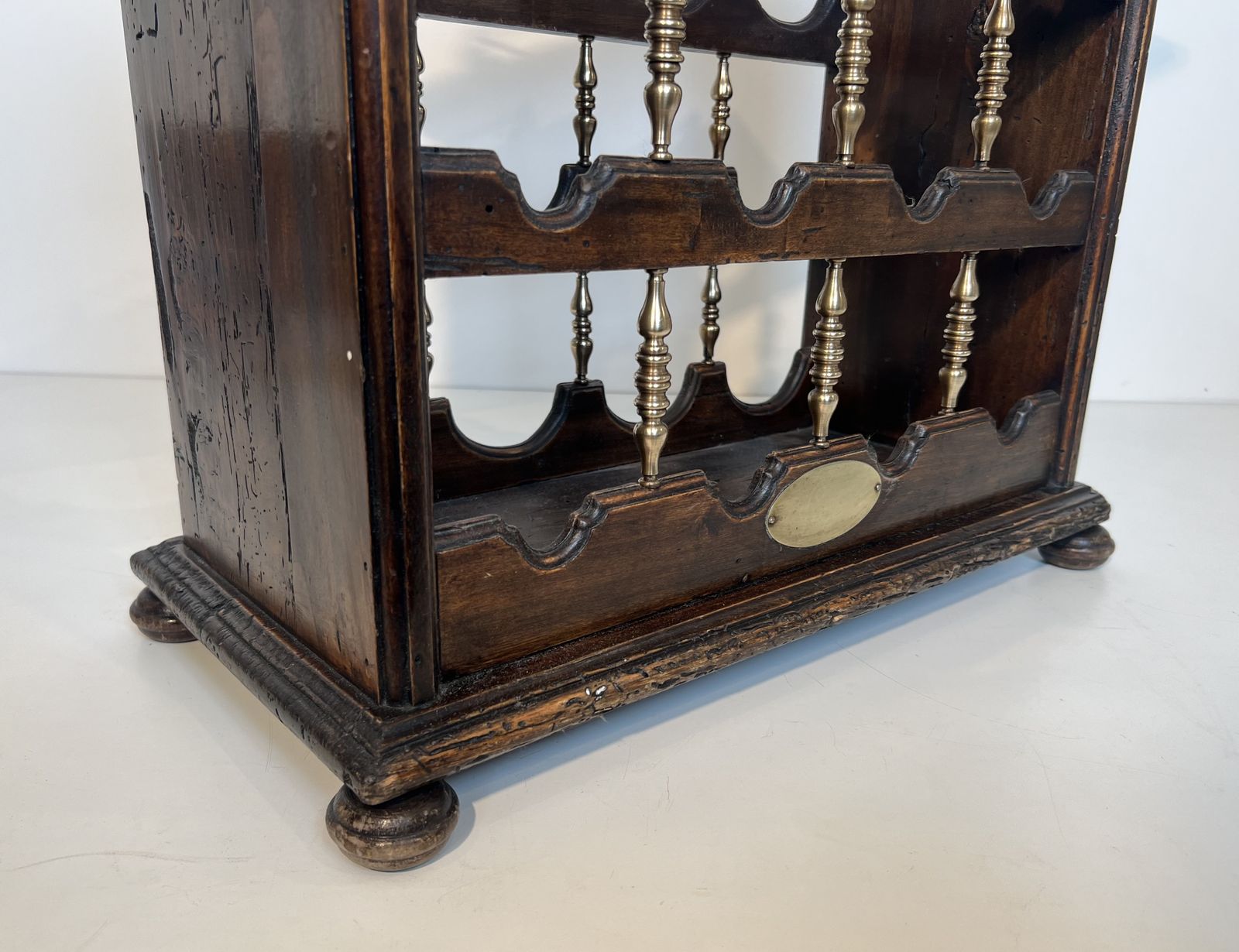photo furniture Wooden And Brass Bottle Holder