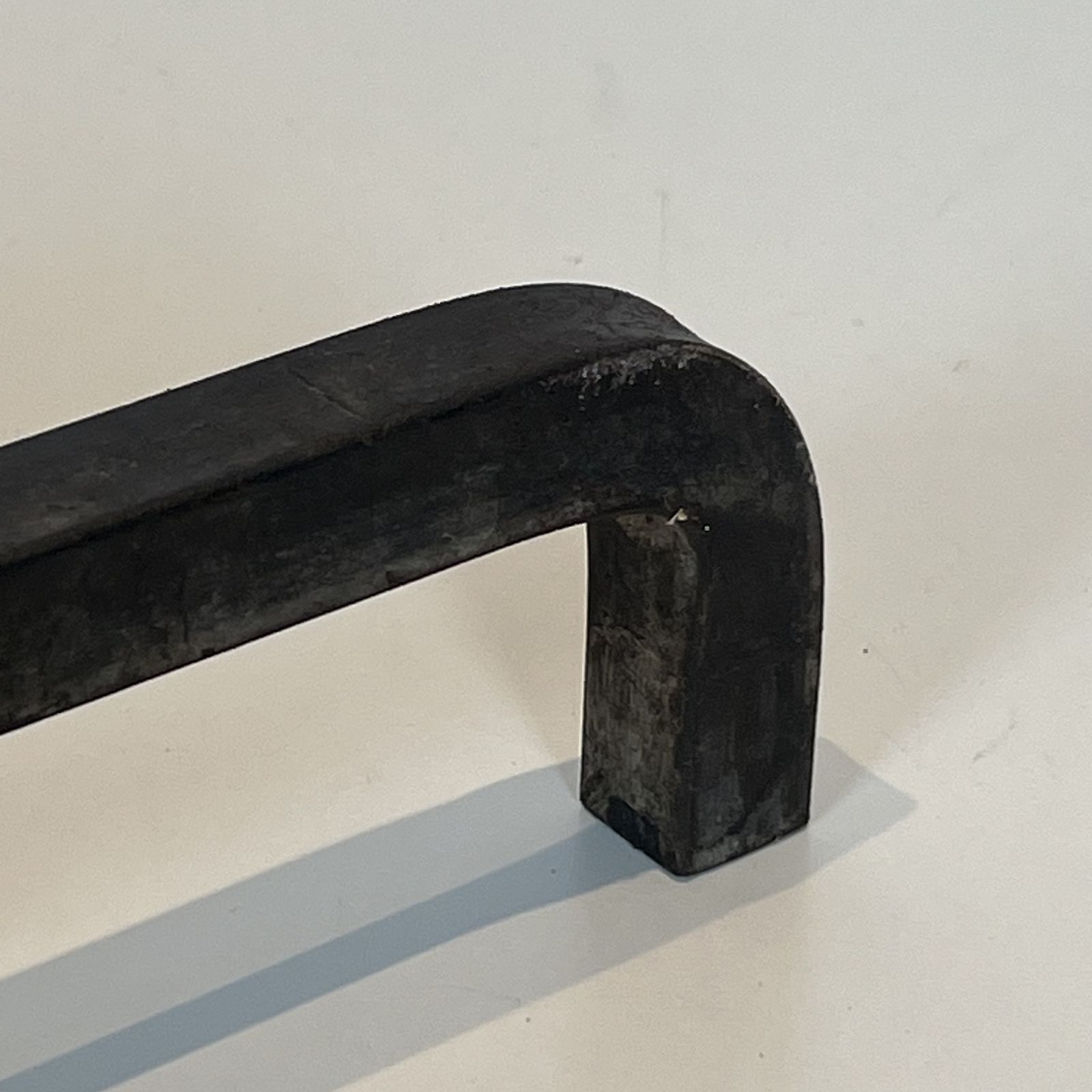 photo buy Pair Of Modernist Wrought Iron And Brass Andirons