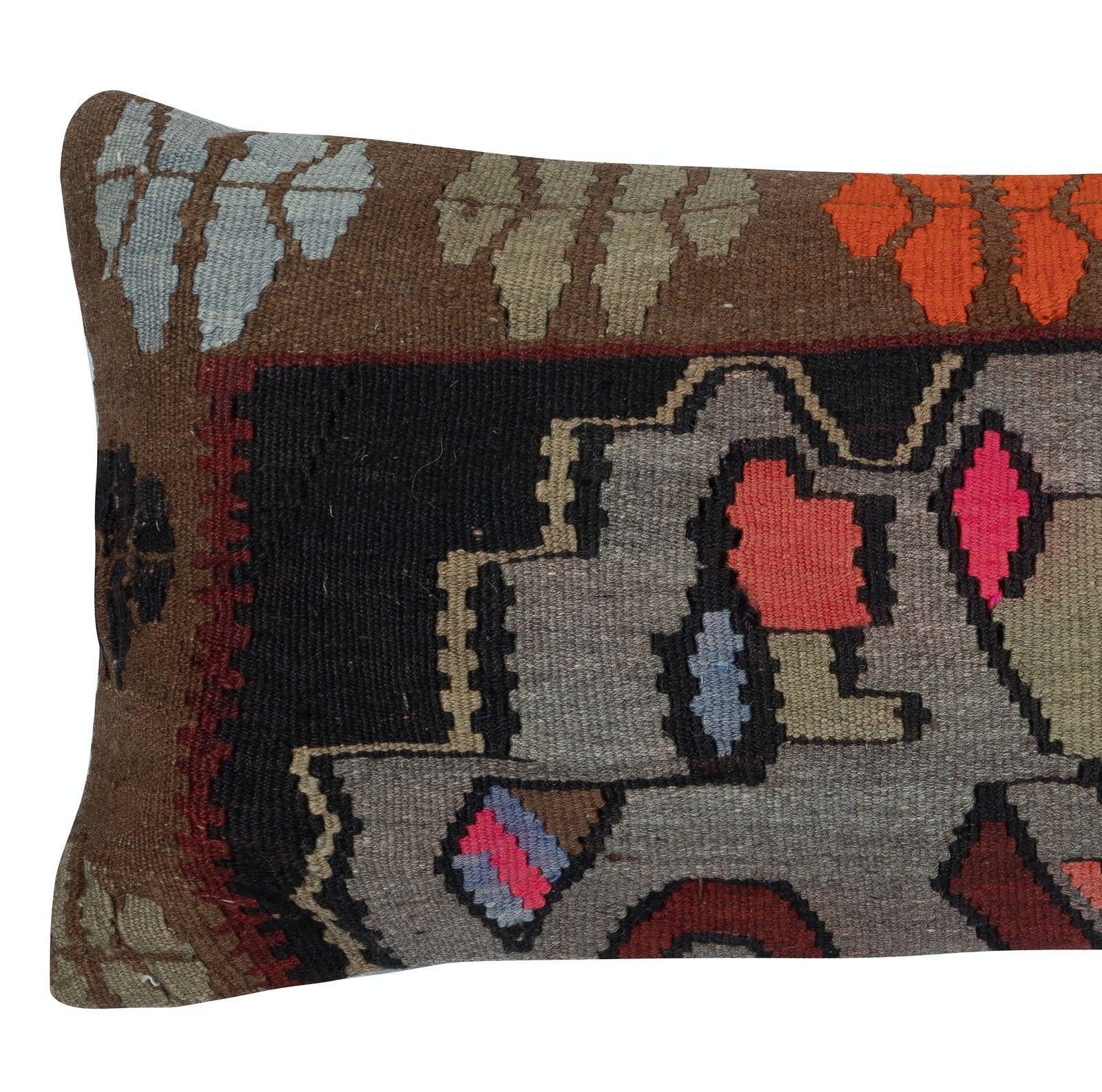 15"X36" Traditional Kilim Lumbar Pillow Cover. Handwoven Turkish Accent Pillow photo furniture