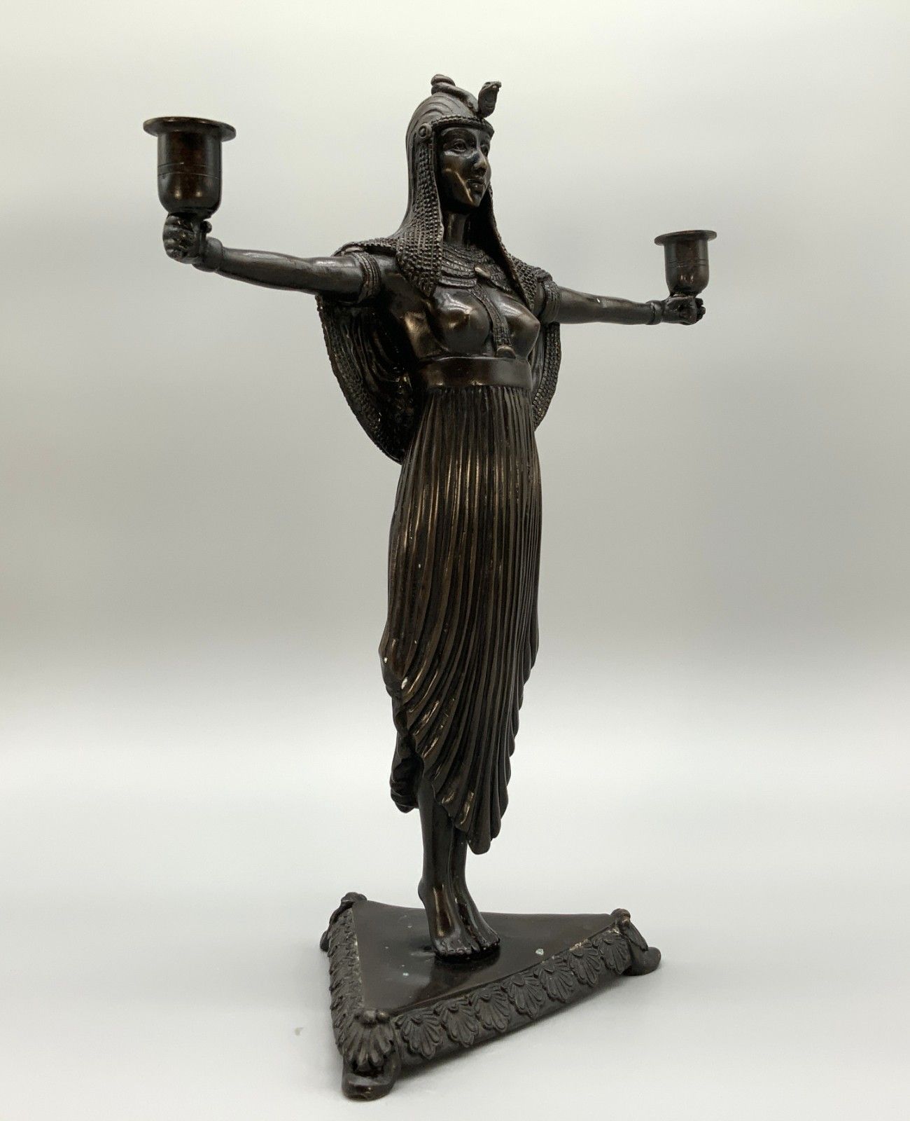 Bronze Candelabra Statue Candle Holder Sculpture Egyptian Revival Tall photo Home Decor