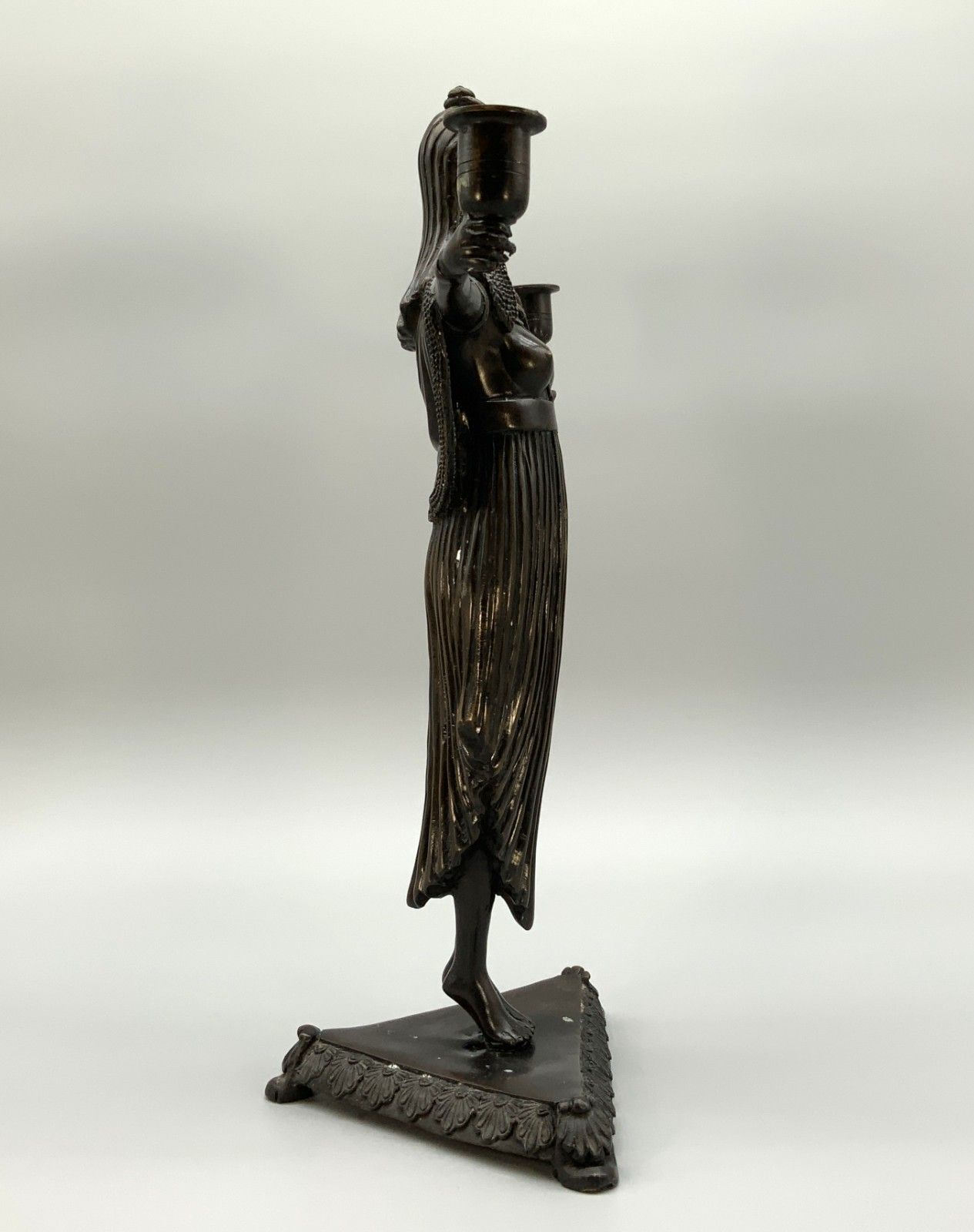 Bronze Candelabra Statue Candle Holder Sculpture Egyptian Revival Tall photo 350.0