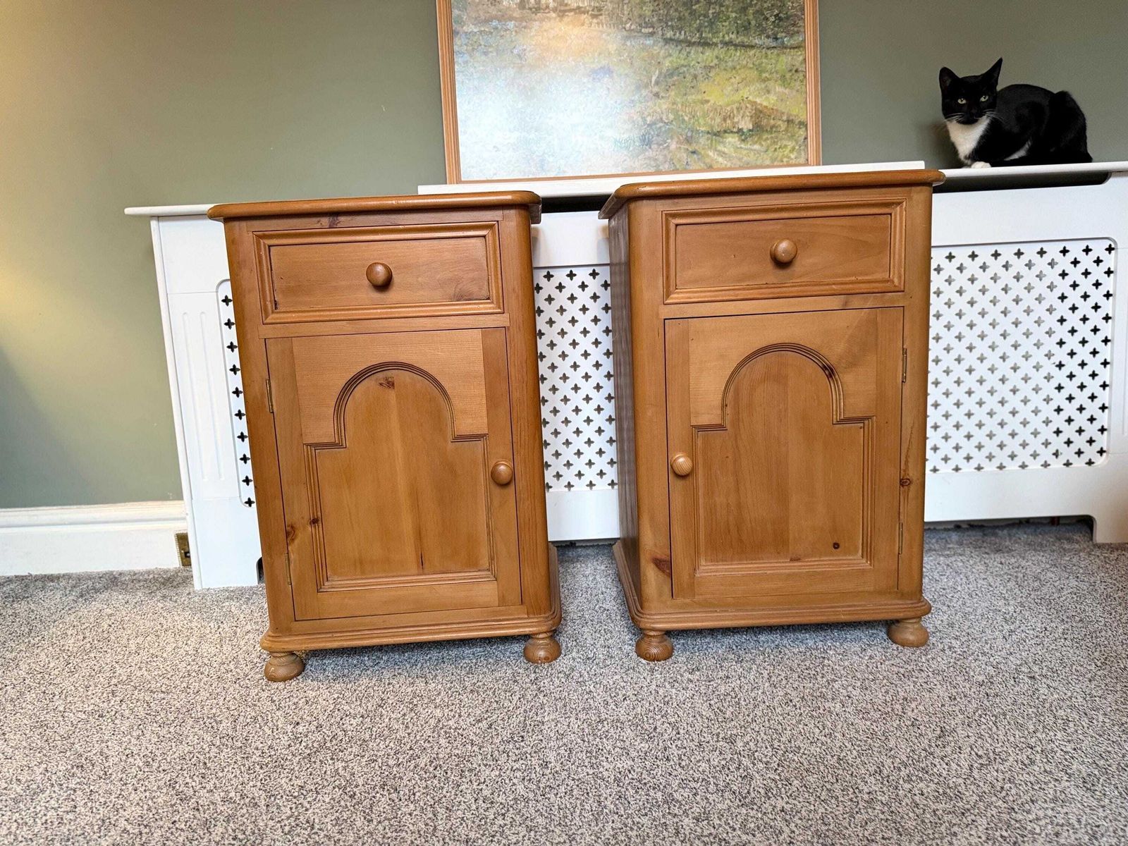 Pair Of Antique Victorian Pine Pot Bedside Tables Chests Lamp Stands photo for sale