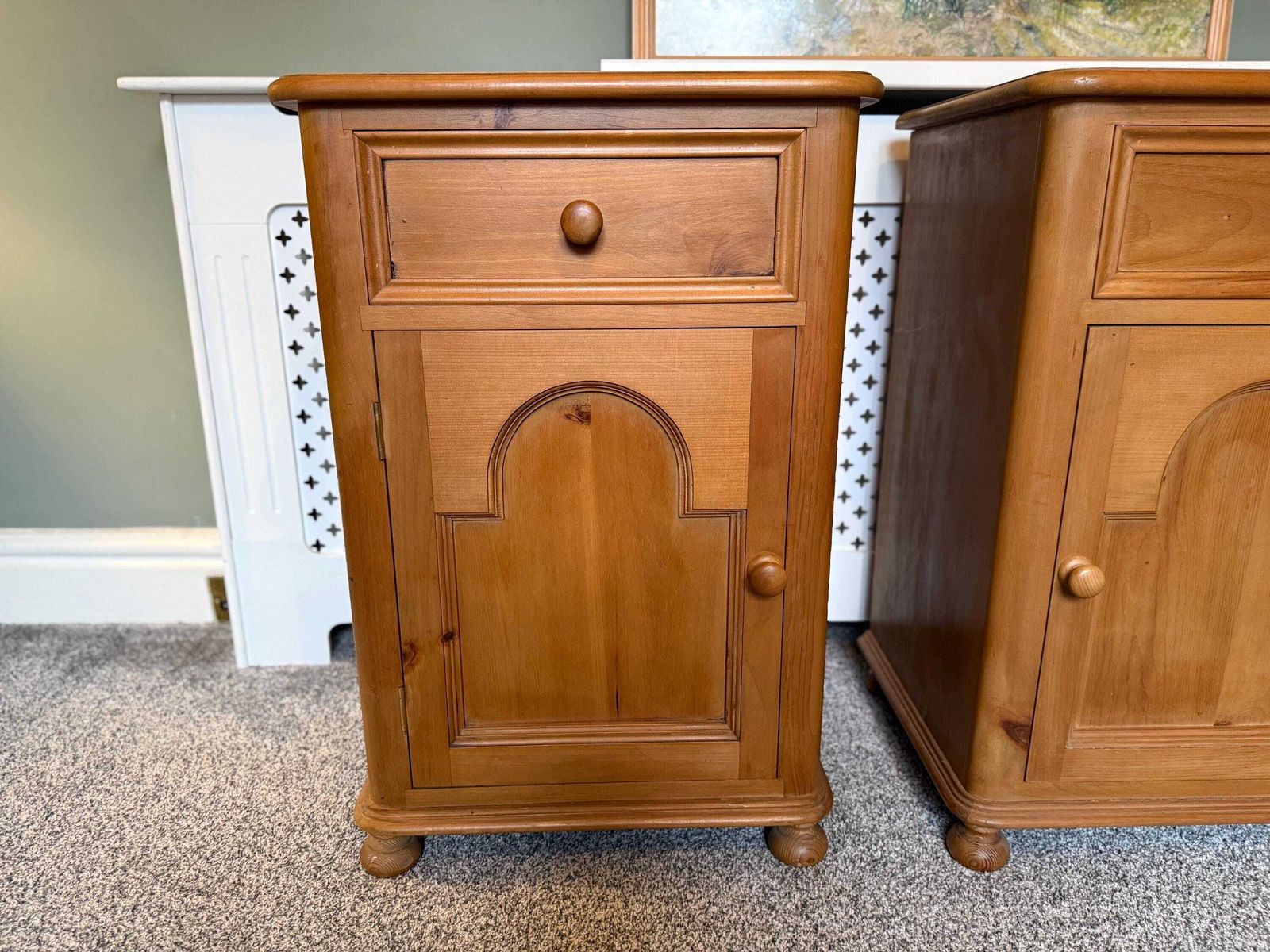 Pair Of Antique Victorian Pine Pot Bedside Tables Chests Lamp Stands photo vintage