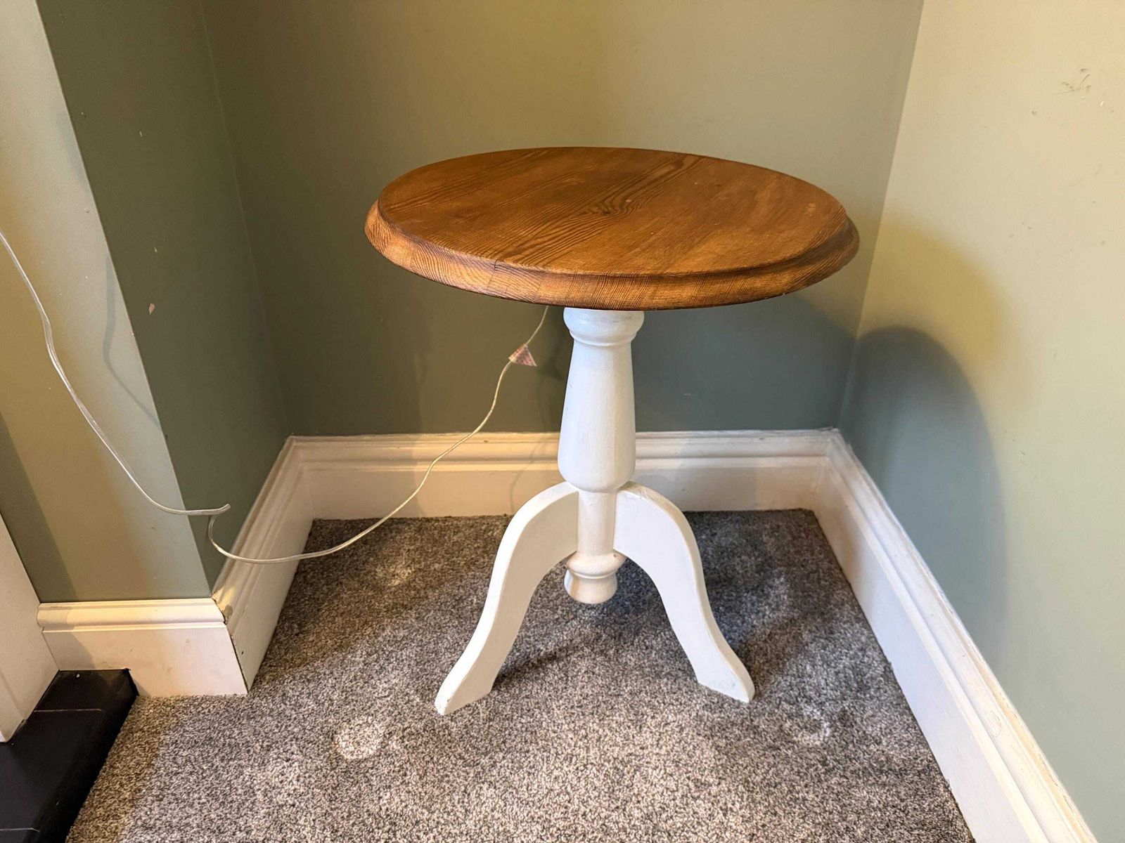 100.0 Vintage Solid Wood Painted Pine/ Mid Century Side Table / Coffee Table / Plant Stand / Pot Stand / Pedestal Table photo