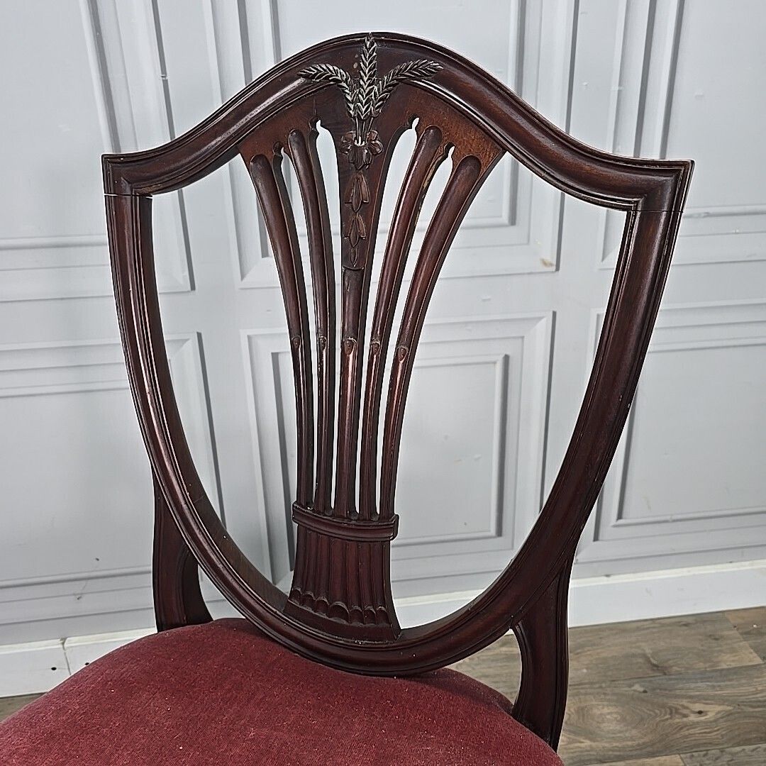 Furniture Antique Georgian Chair Upholstered Shield Back Hepplewhite Mahogany photo