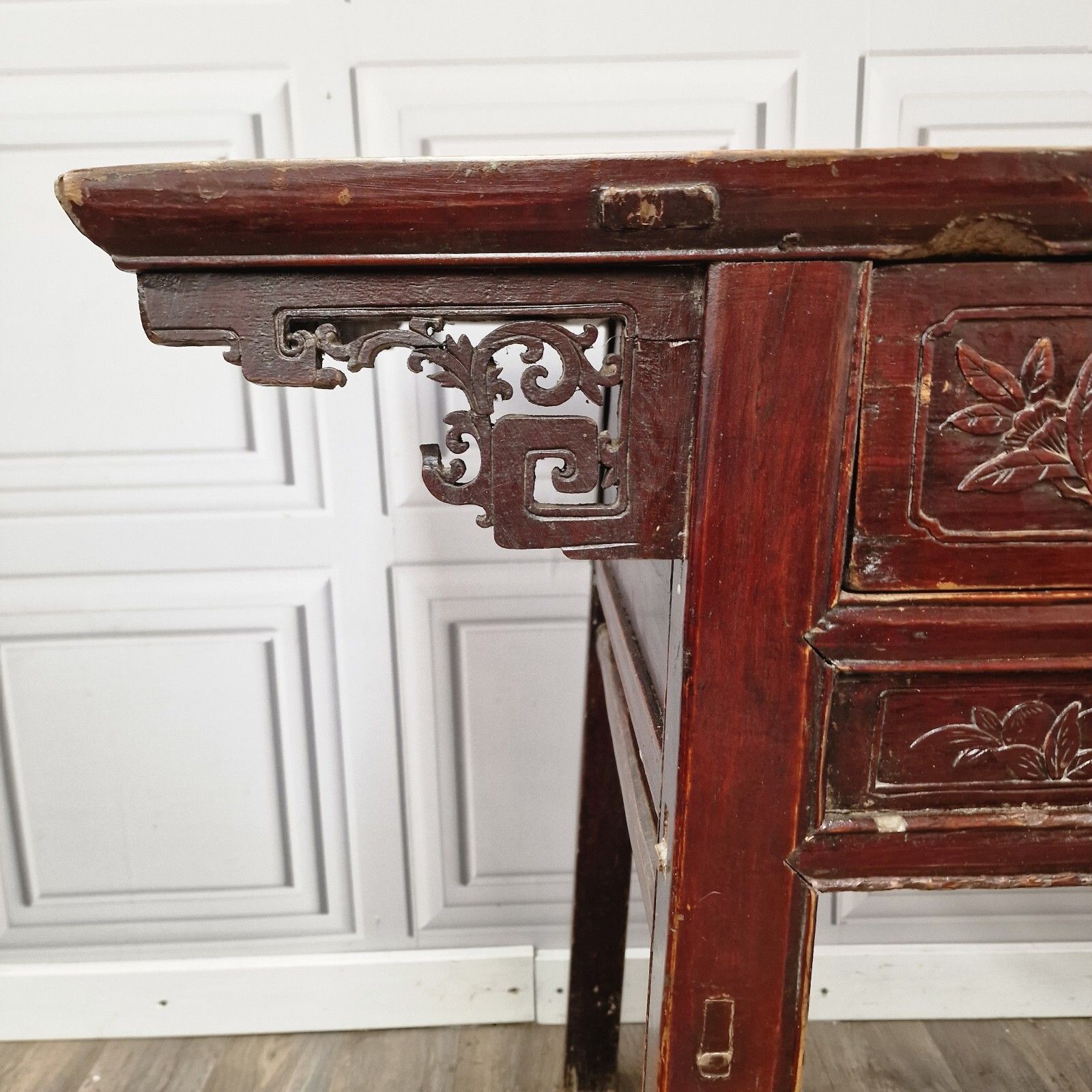 Antique Chinese Altar Table 19th Century Solid Wooden Bench Carved Oriental photo 450.0
