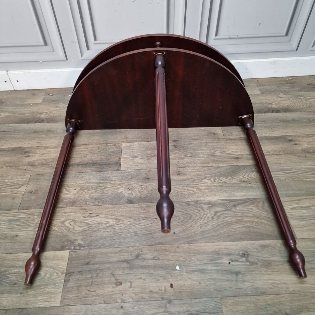 photo buy Vintage Console Hall Table Mahogany Demi Lune Half Moon Retro Green Leather