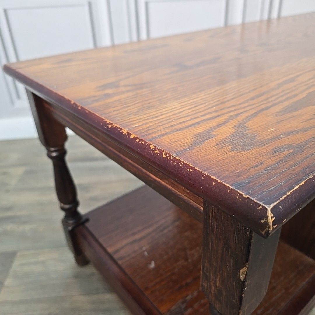 Antique Oak Coffee Table – Jacobean Gothic Revival – Turned & Carved Vintage photo buy