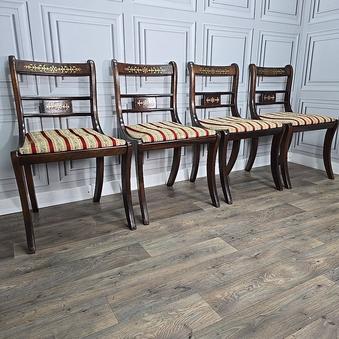 Set Of 4 Dining Chairs Antique Regency Style Sabre  Solid Wooden Rosewood ? photo furniture
