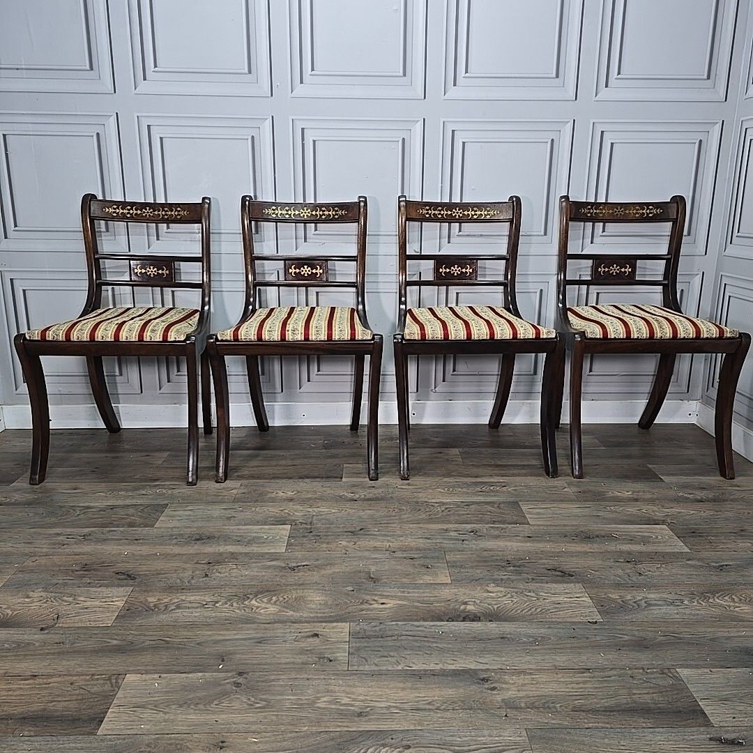 Set Of 4 Dining Chairs Antique Regency Style Sabre  Solid Wooden Rosewood ? photo for sale
