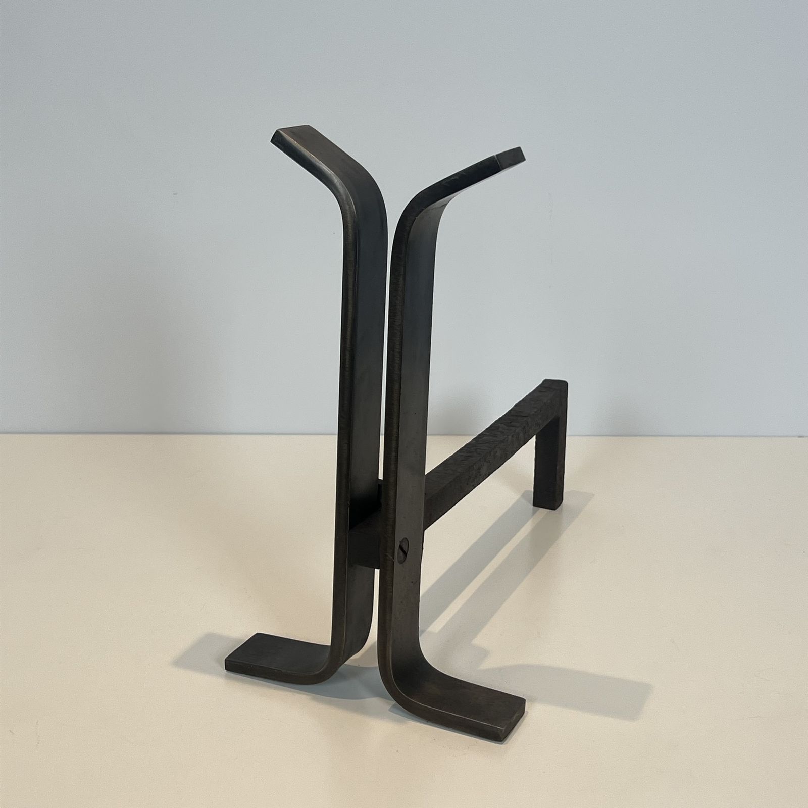 Pair Of Modernist Steel And Wrought Iron Andirons photo buy
