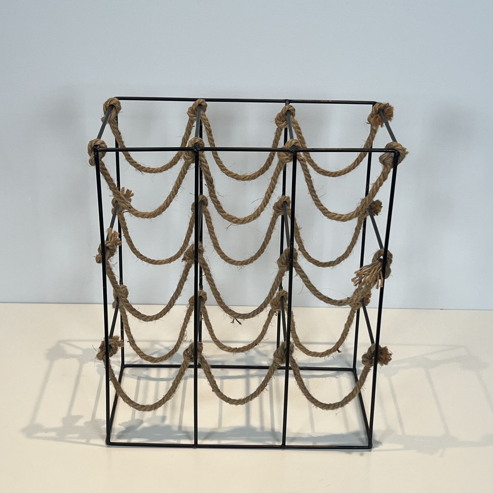 Metal And Rope Bottle Holder, 1980s photo 980.0