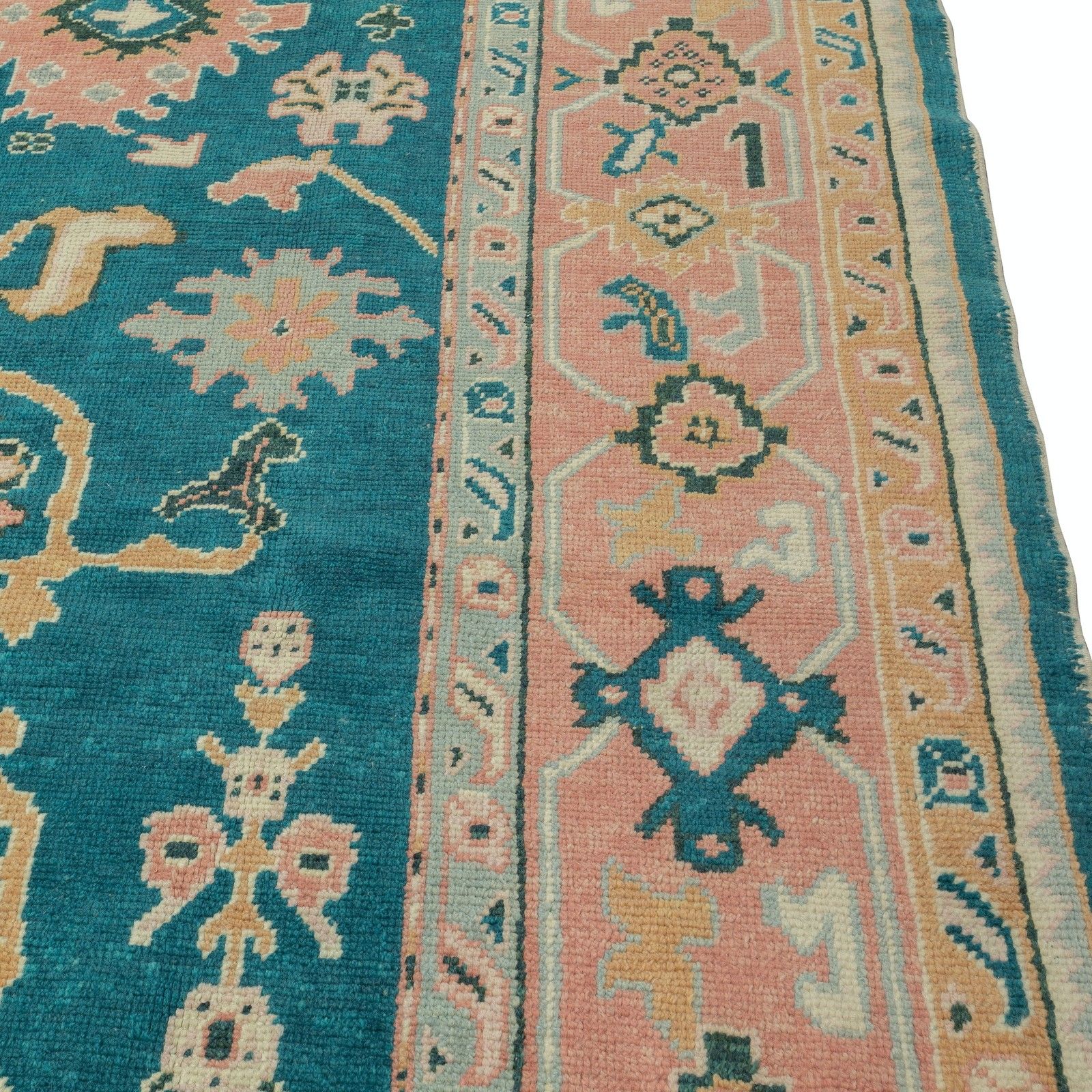 9.4x12.7 Ft Hand Knotted Oushak Rug, Custom Size & Colors, Green Wool Area Rug photo 2797.0