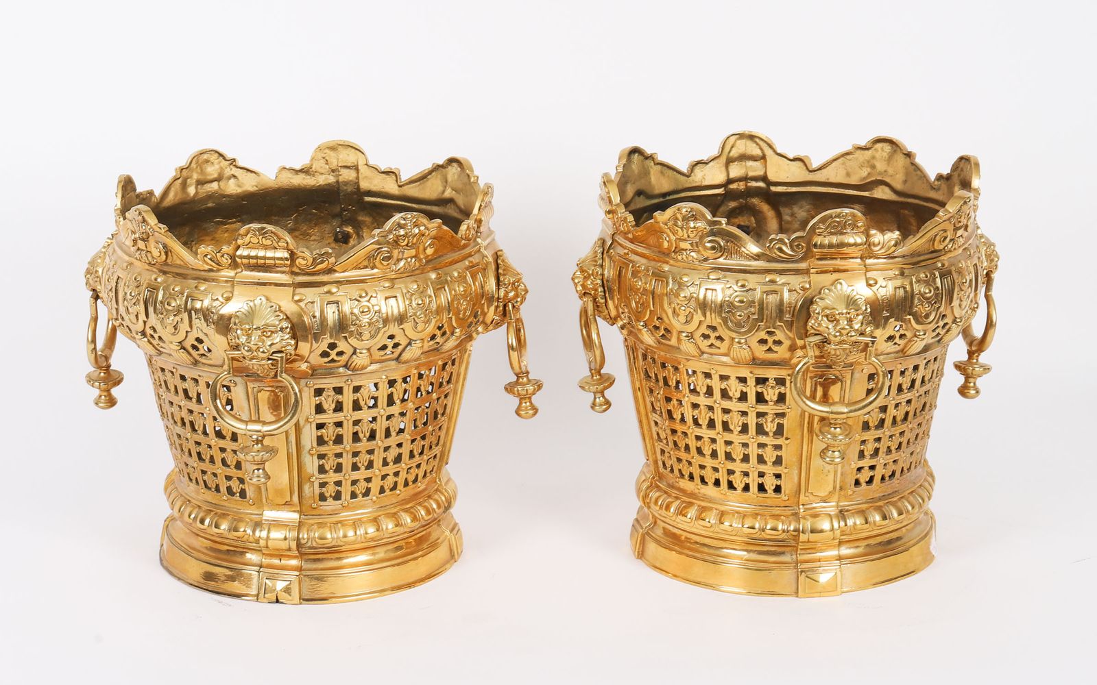 Antique Pair Of Louis XIV Ormolu Jardinieres 19th Century