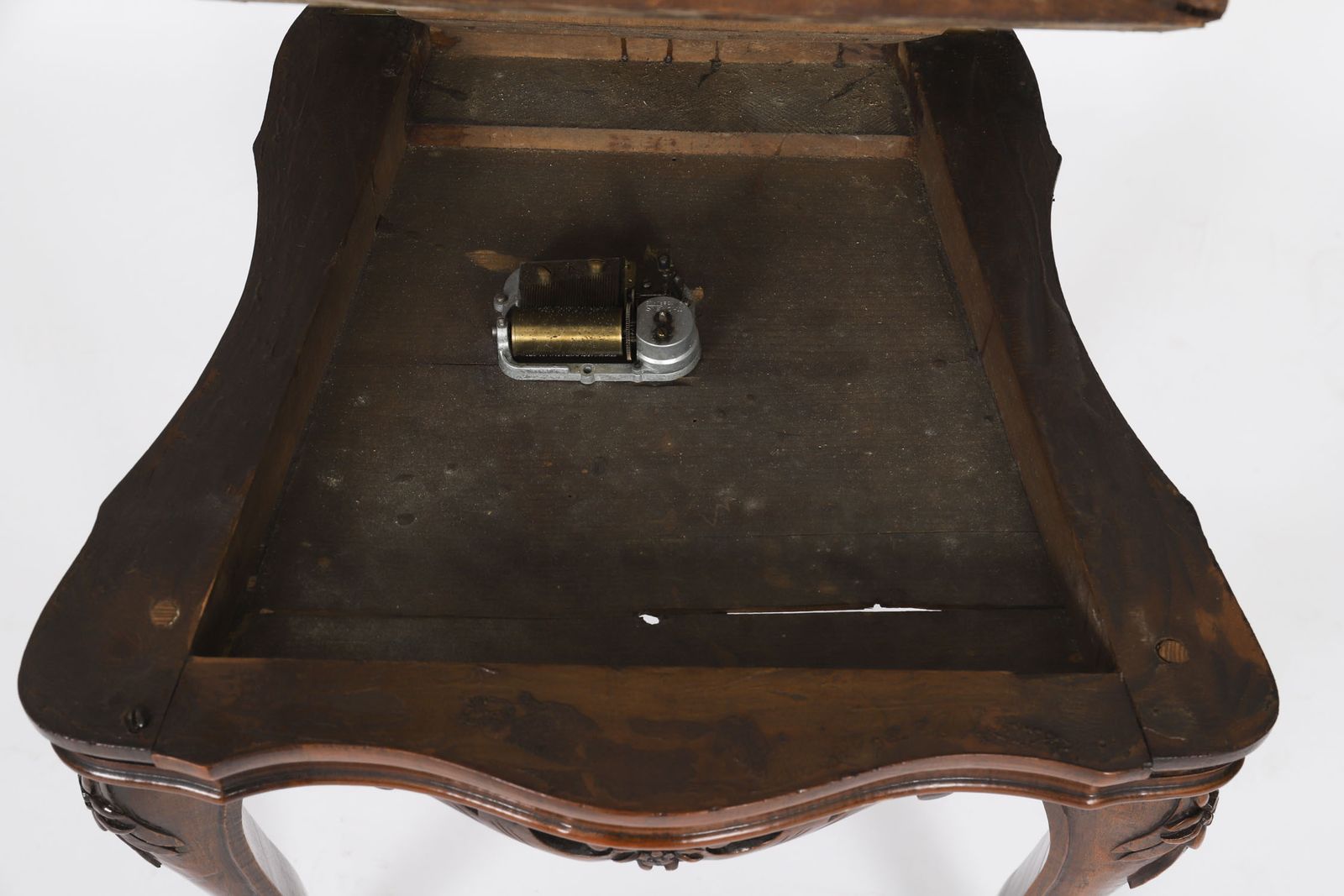 Furniture Antique Swiss Walnut Marquetry Inlaid Musical Chair 19th C photo