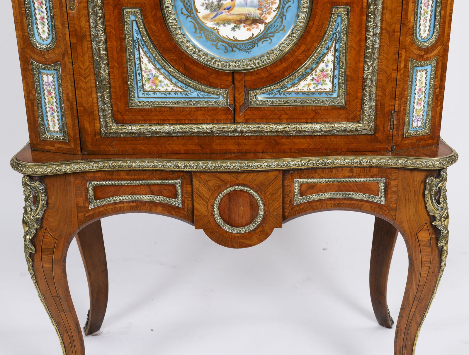 Antique French Kingwood Ormolu Pier Cabinet Sevres Plaques 19th Century photo 4750.0