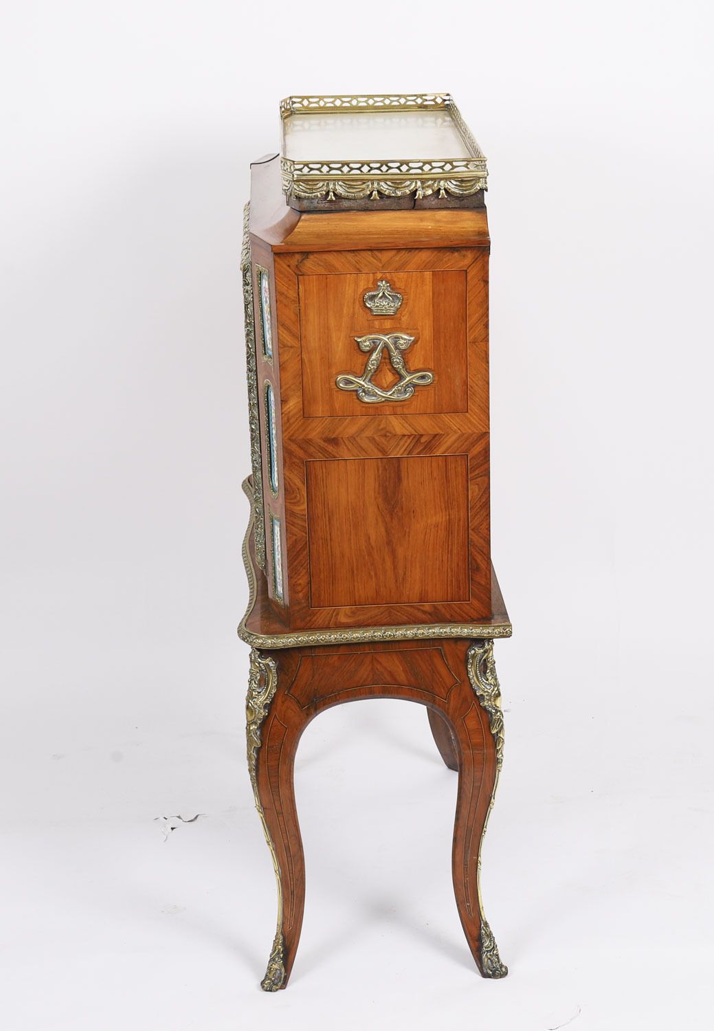 Antique French Kingwood Ormolu Pier Cabinet Sevres Plaques 19th Century photo buy